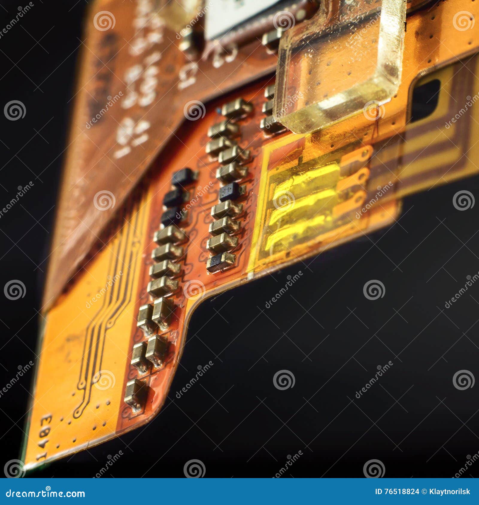 Orange circuit board stock photo. Image of hardware, information 76518824