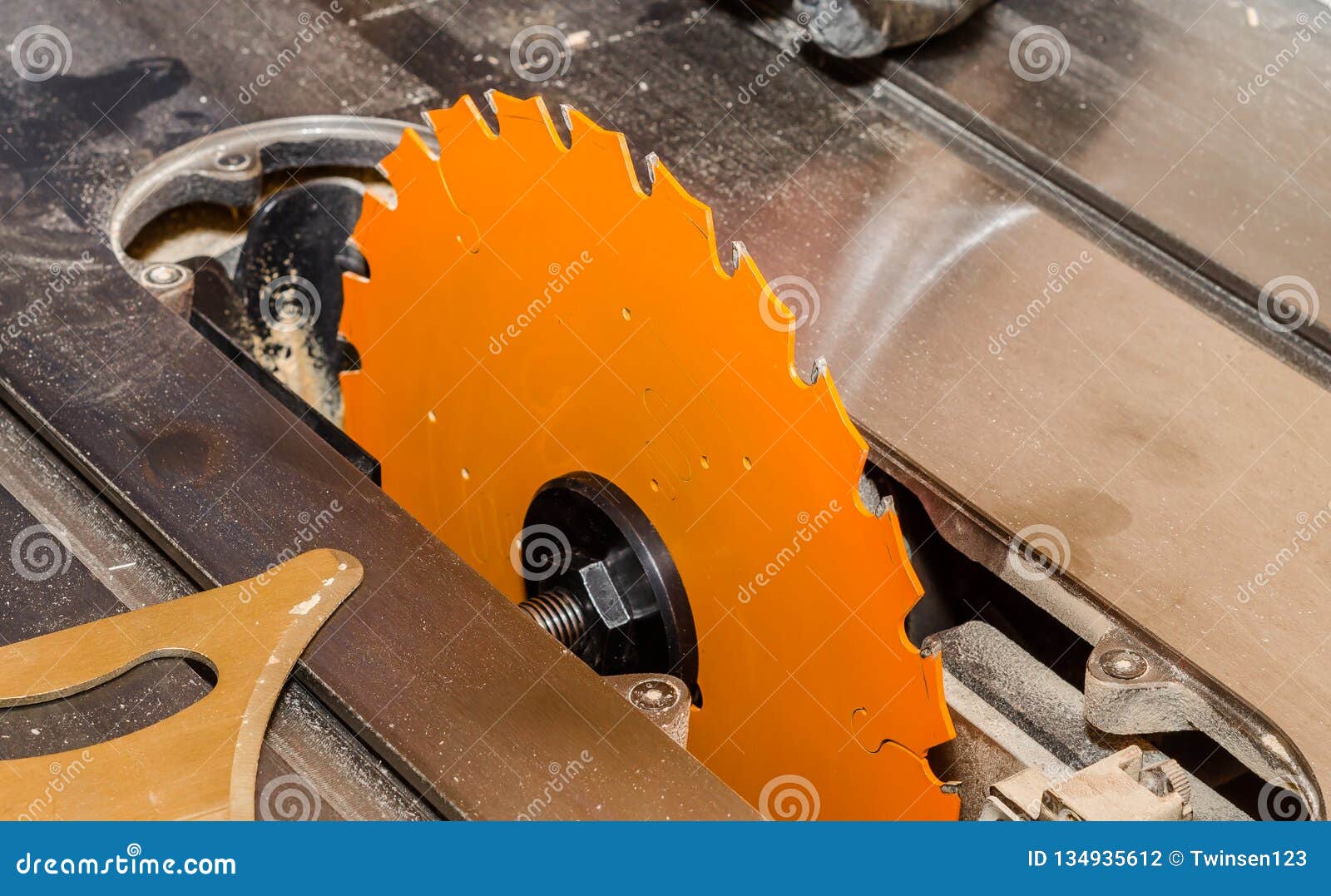 Orange Circular Saw in the Carpentry Stock Photo Image of