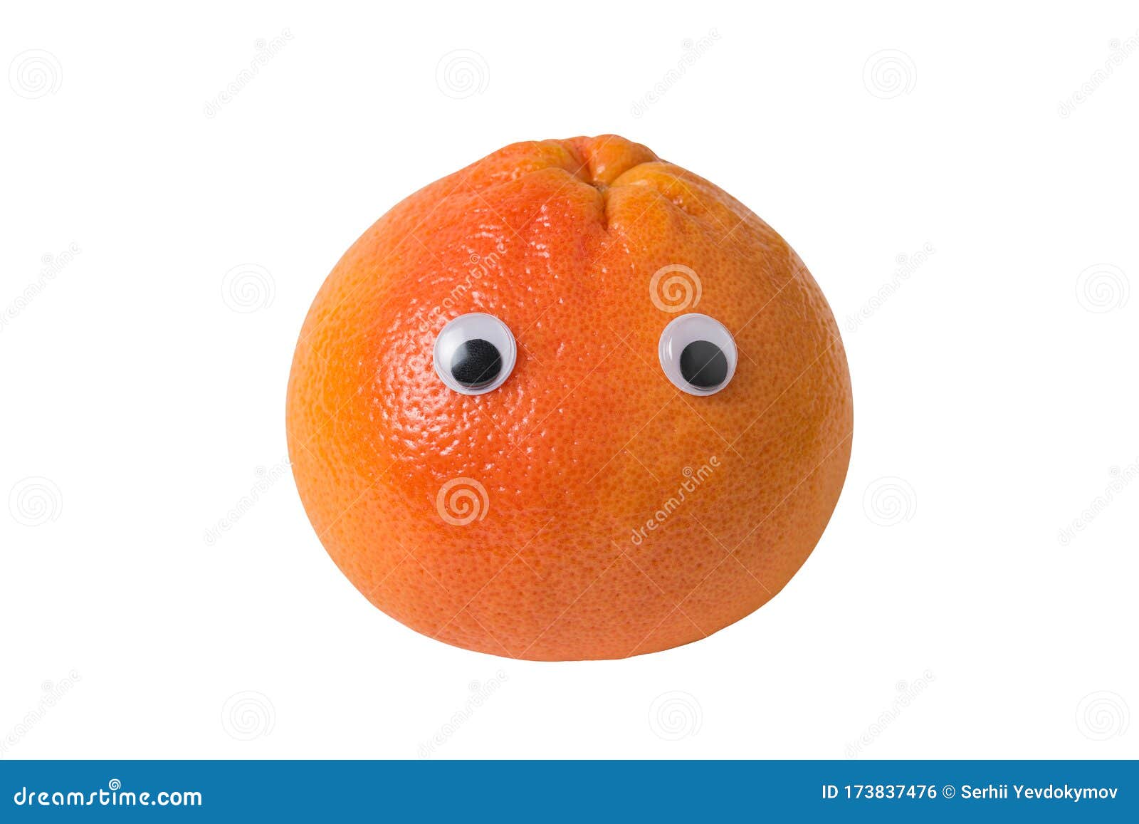 Orange Citrus Fruit. Mandarin with Eyes on Isolated White Background