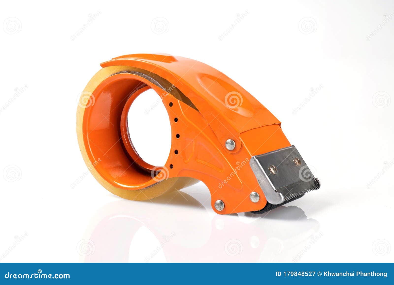 Orange Clear Tape Single Isolated on White Background Stock Image