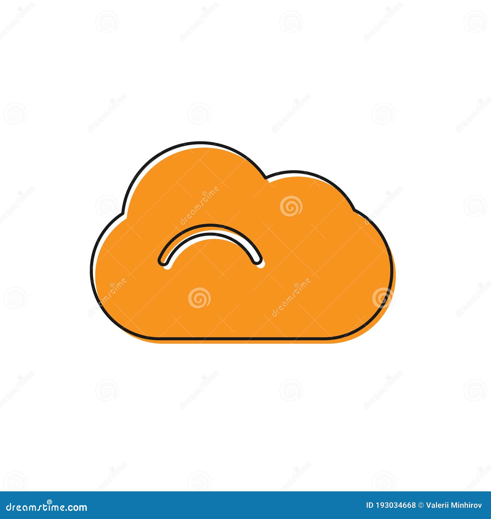 Orange Cloud Icon Isolated on White Background. Vector Illustration
