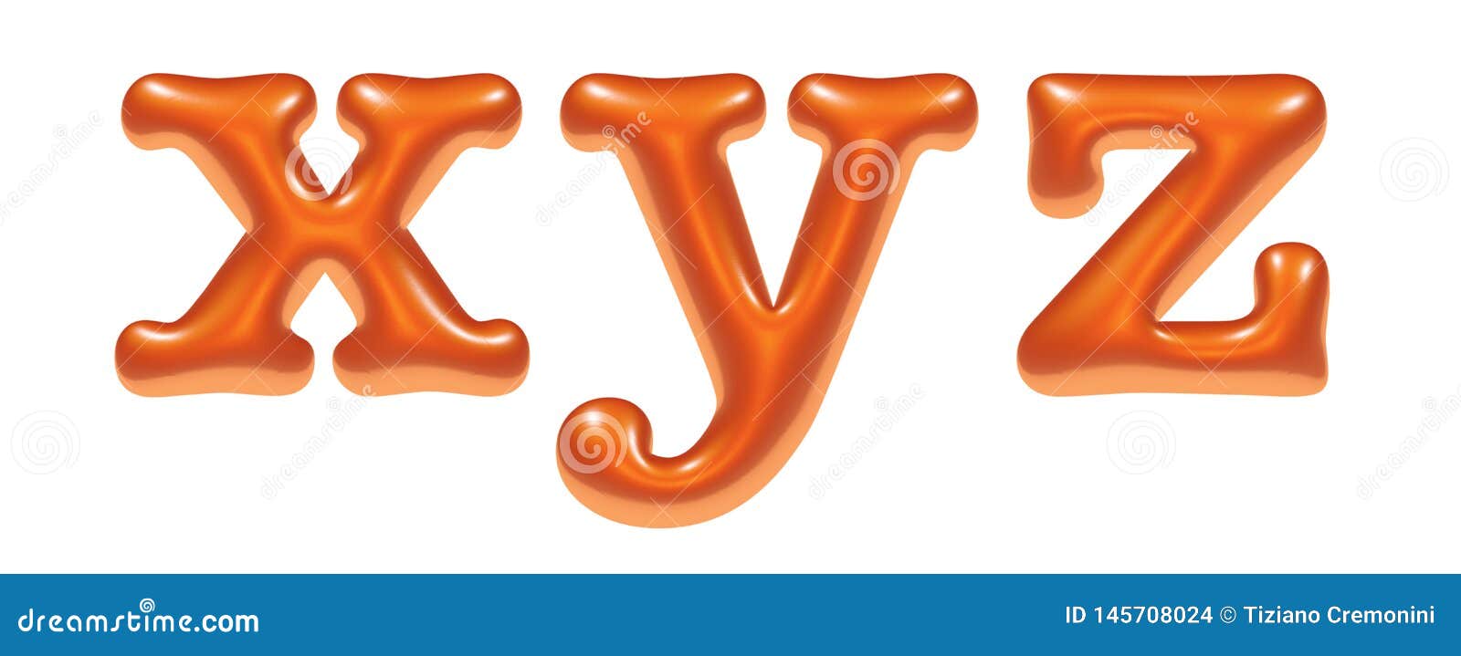 Orange Embossed Letters Alphabet Letters X Y Z 3d Illustration Stock