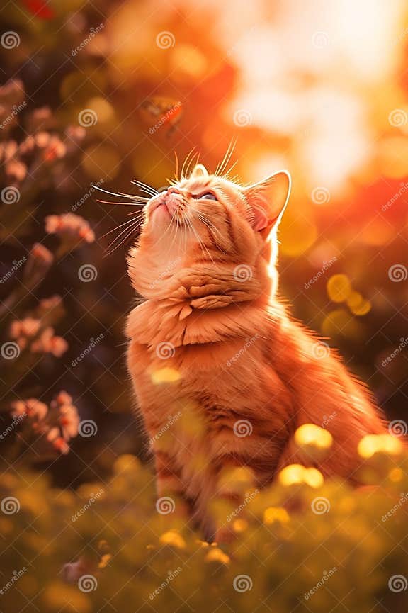 Orange Color Cat with Playing Stock Illustration Illustration of