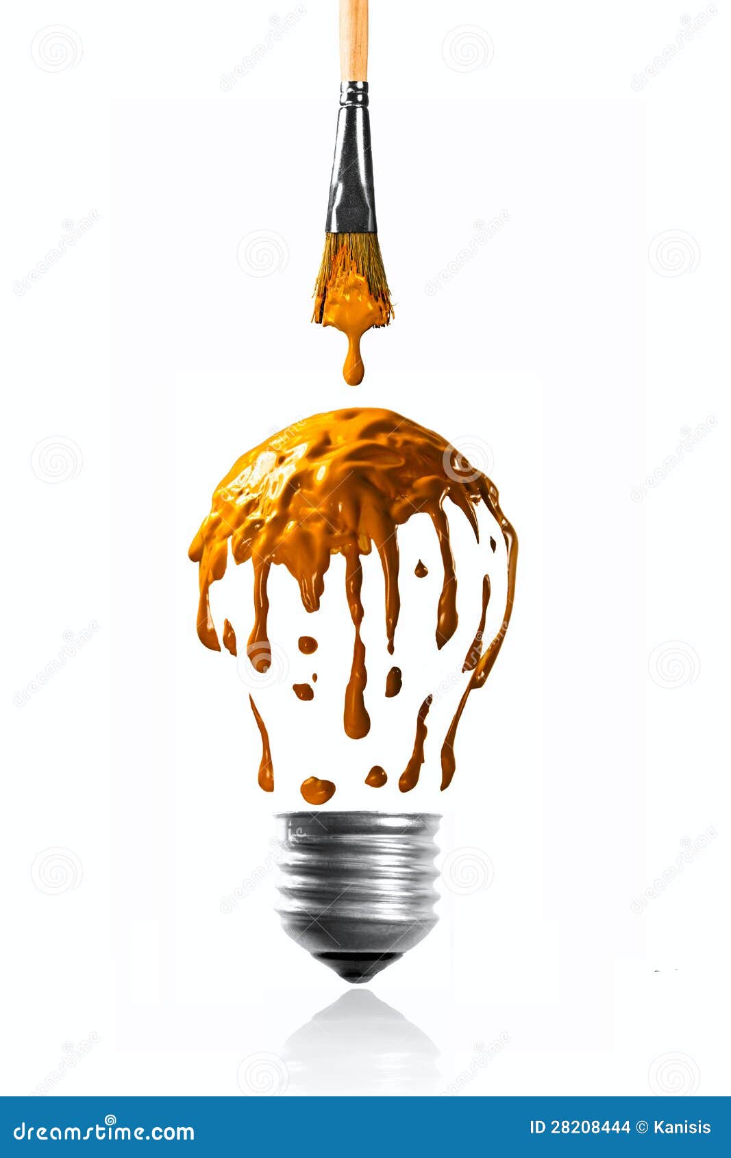 Orange Color Dripping Making a Light Bulb Shape Stock Illustration