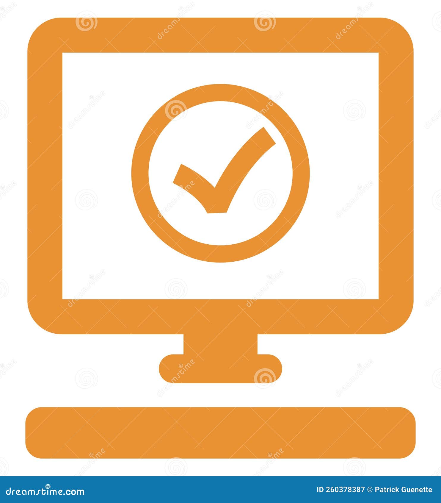 Orange computer, icon stock vector. Illustration of screen 260378387
