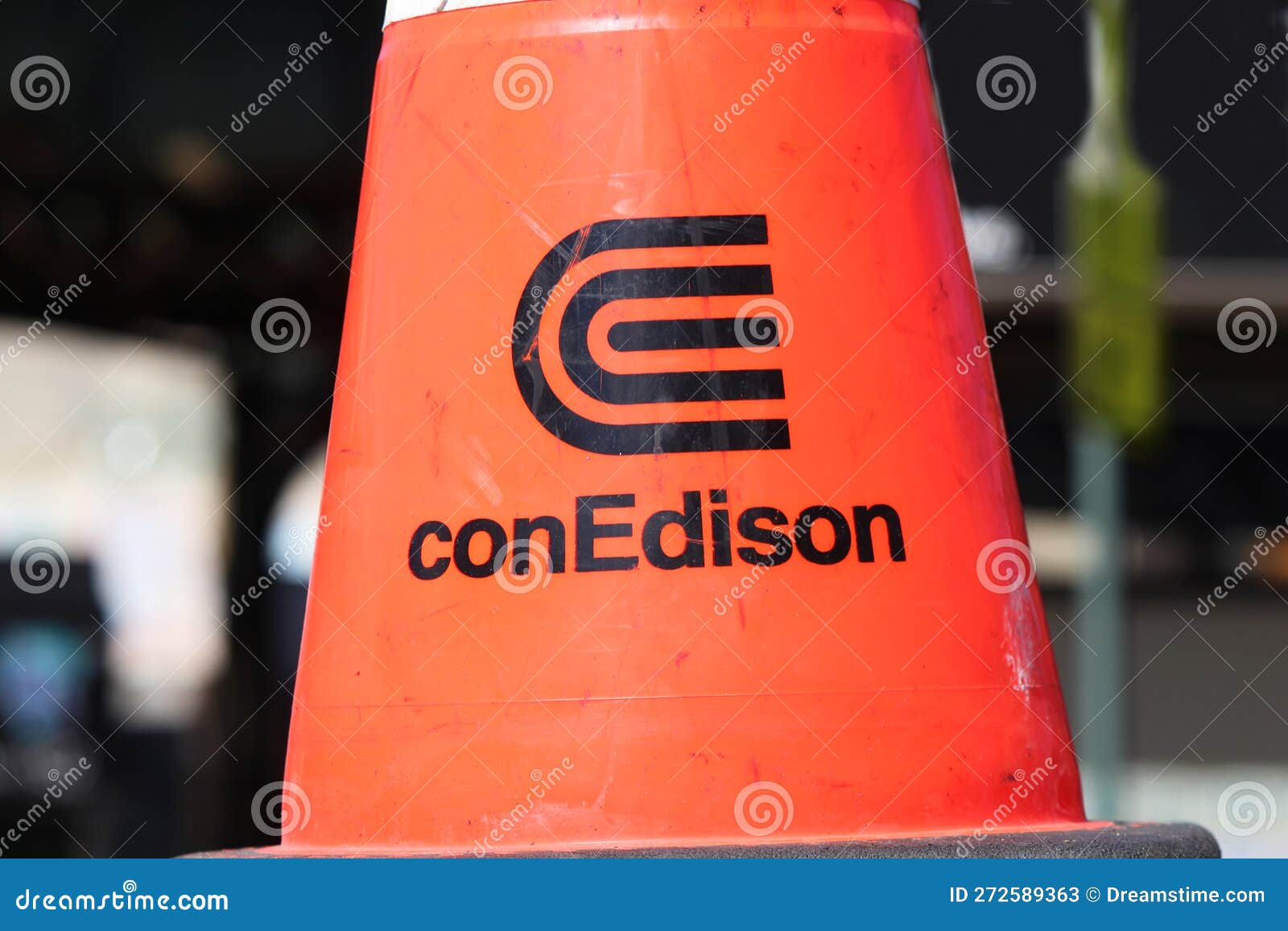 Orange Construction Cone with Gas and Electric Utility Provider