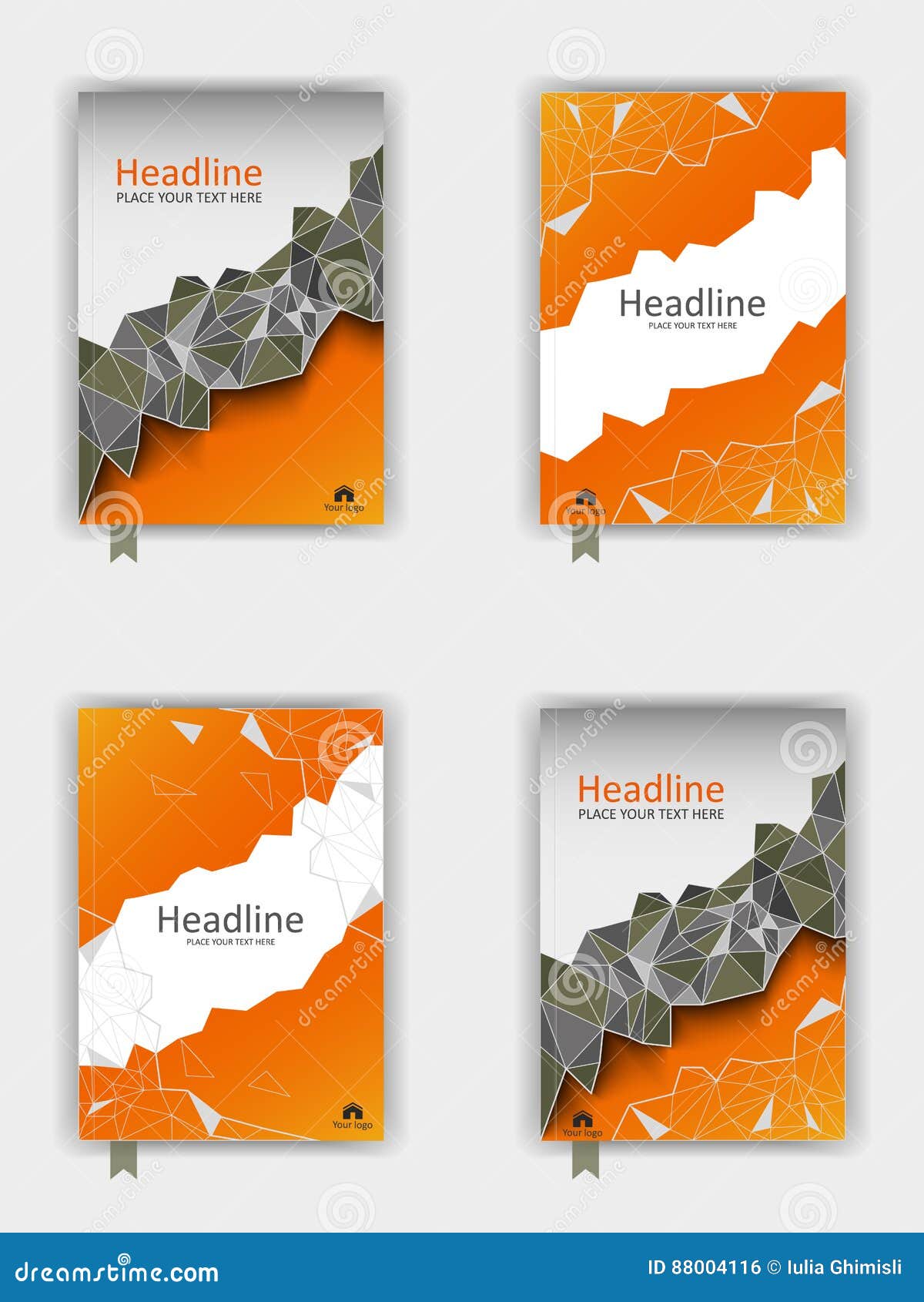 Orange Cover Design Set. EPS10. Vector. Stock Vector Illustration of