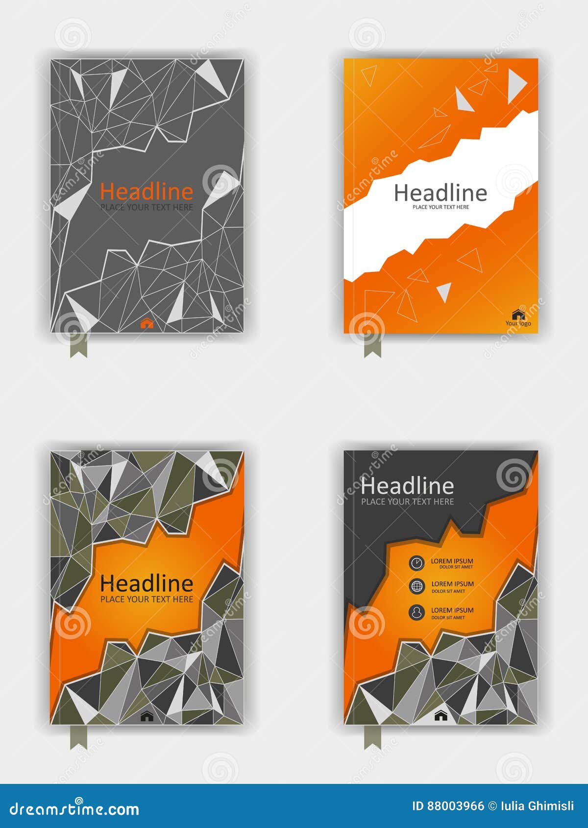 Orange Cover Design Set. EPS10. Vector. Stock Vector Illustration of