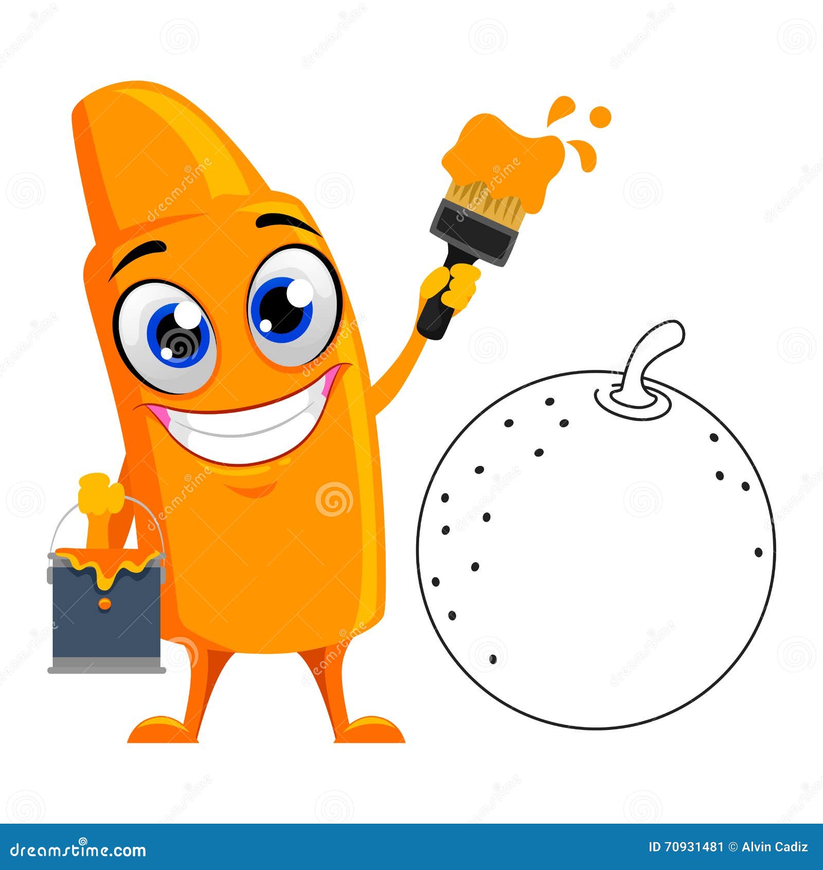Orange Crayon Mascot Coloring Orange Stock Vector - Illustration of