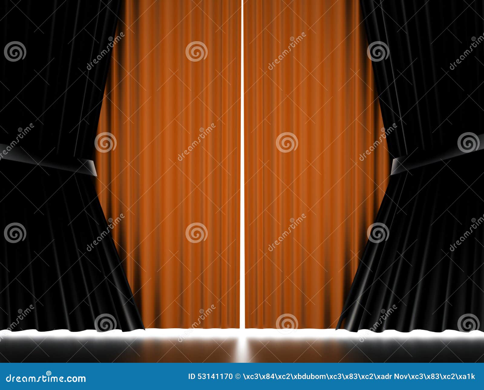 Orange curtain on stage stock illustration. Illustration of cinema