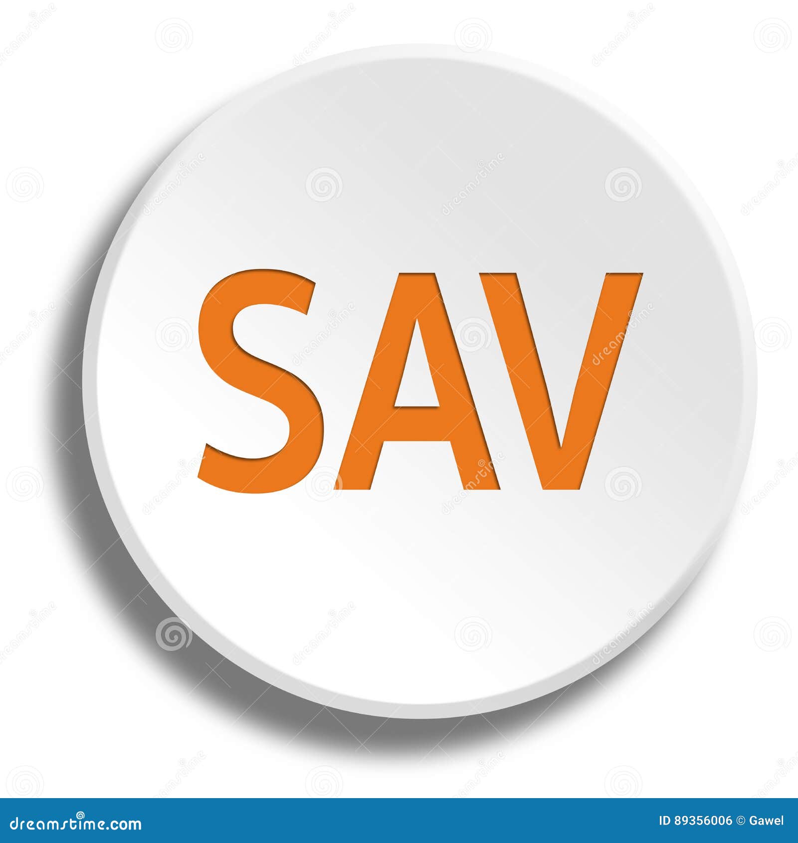 Orange Customer Service in Round White Button with Shadow Stock