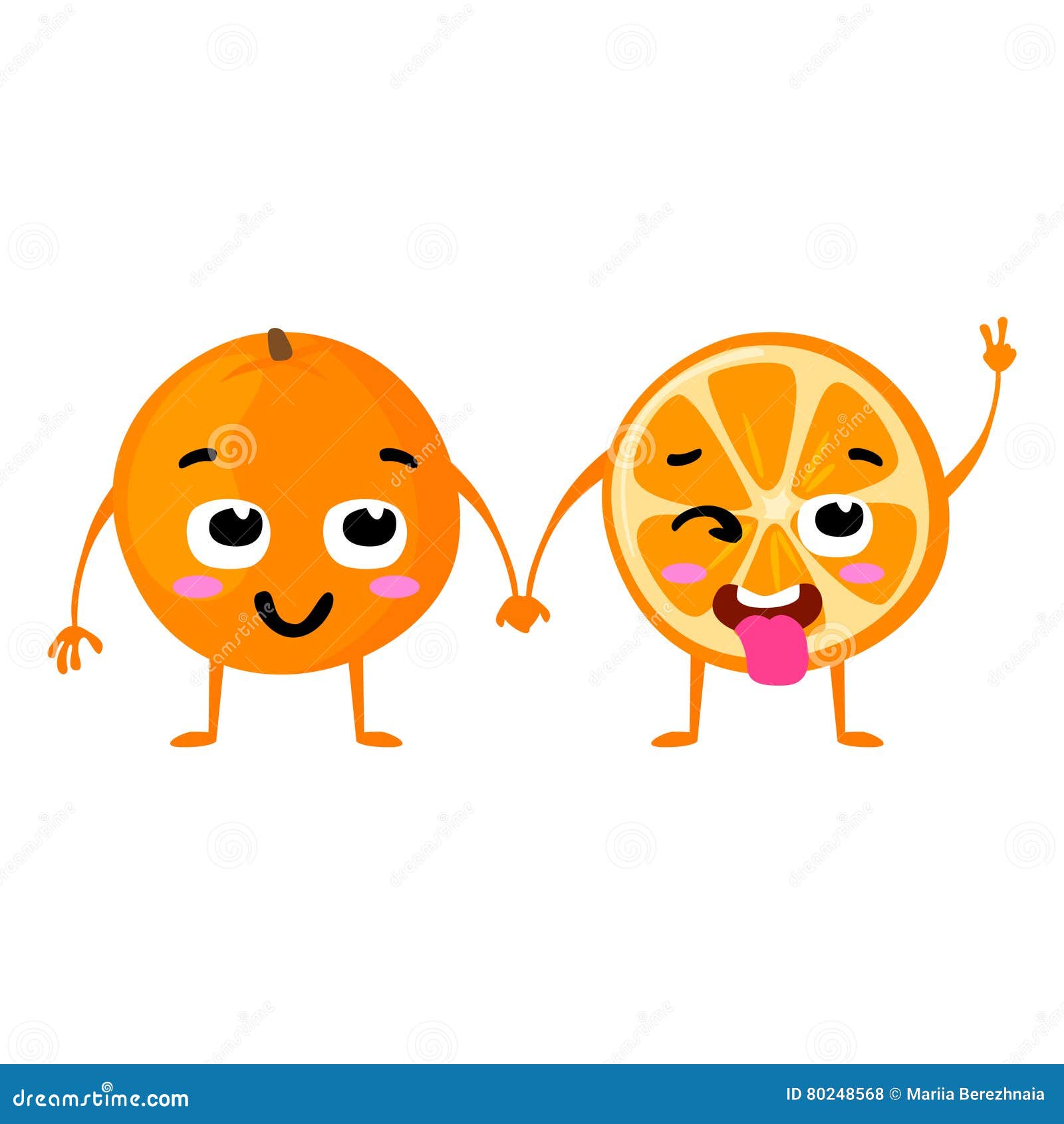 Orange. Cute Fruit Vector Character Couple Isolated on White Background.  Funny Emoticons Faces. Illustration. Stock Vector - Illustration of  element, healthy: 80248568