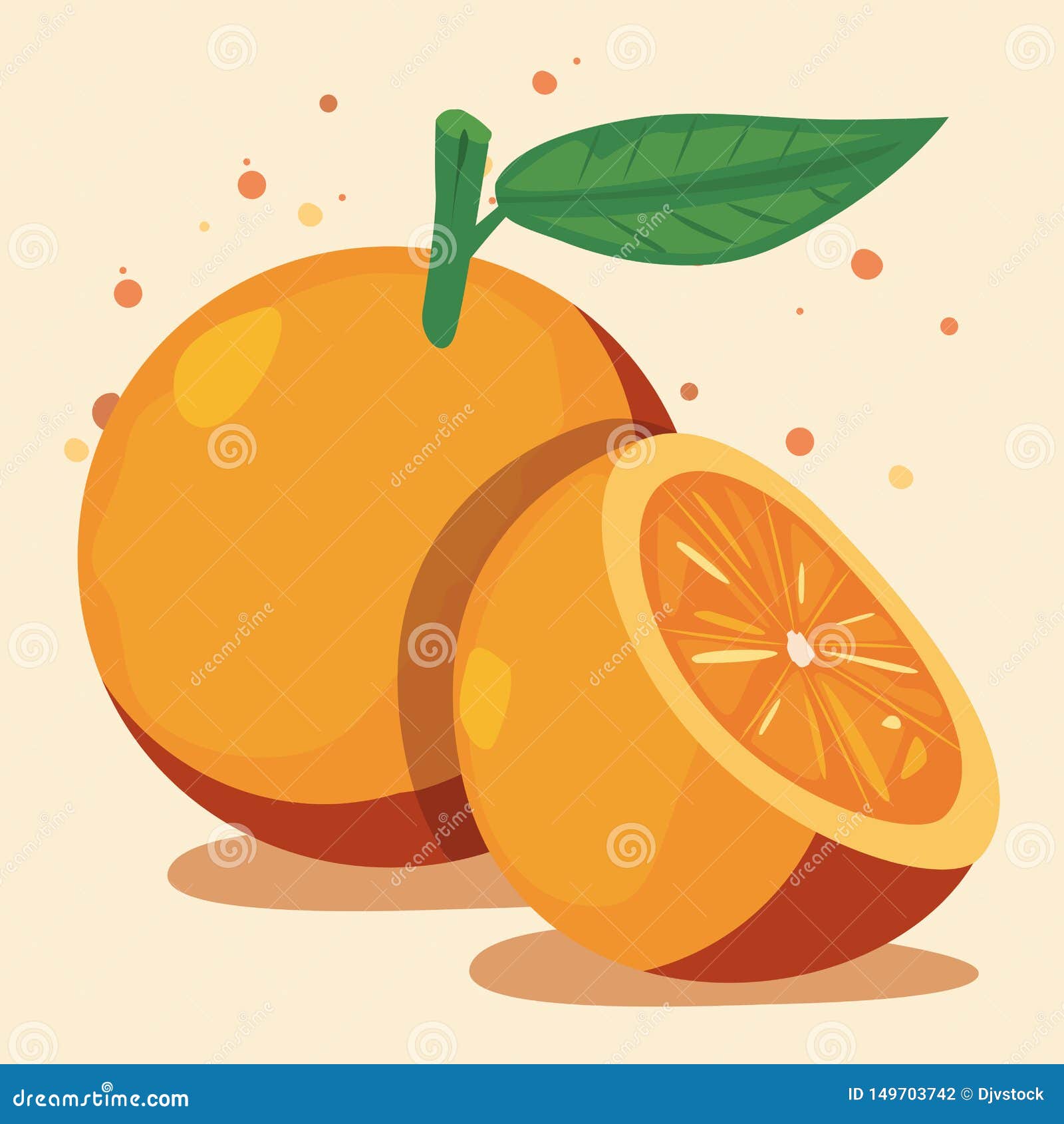 Orange Delicious Fresh Fruit Nutrition Stock Illustration