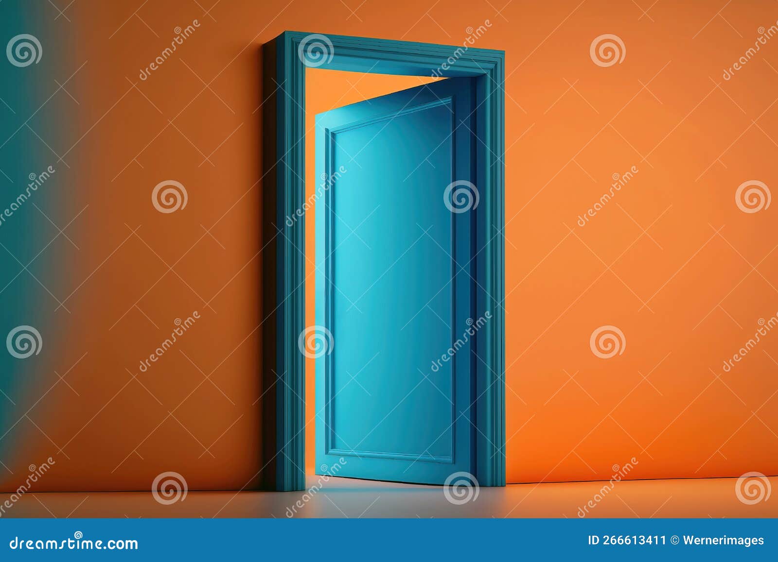 Orange Door with a Blue Door, Ai Generated Stock Illustration