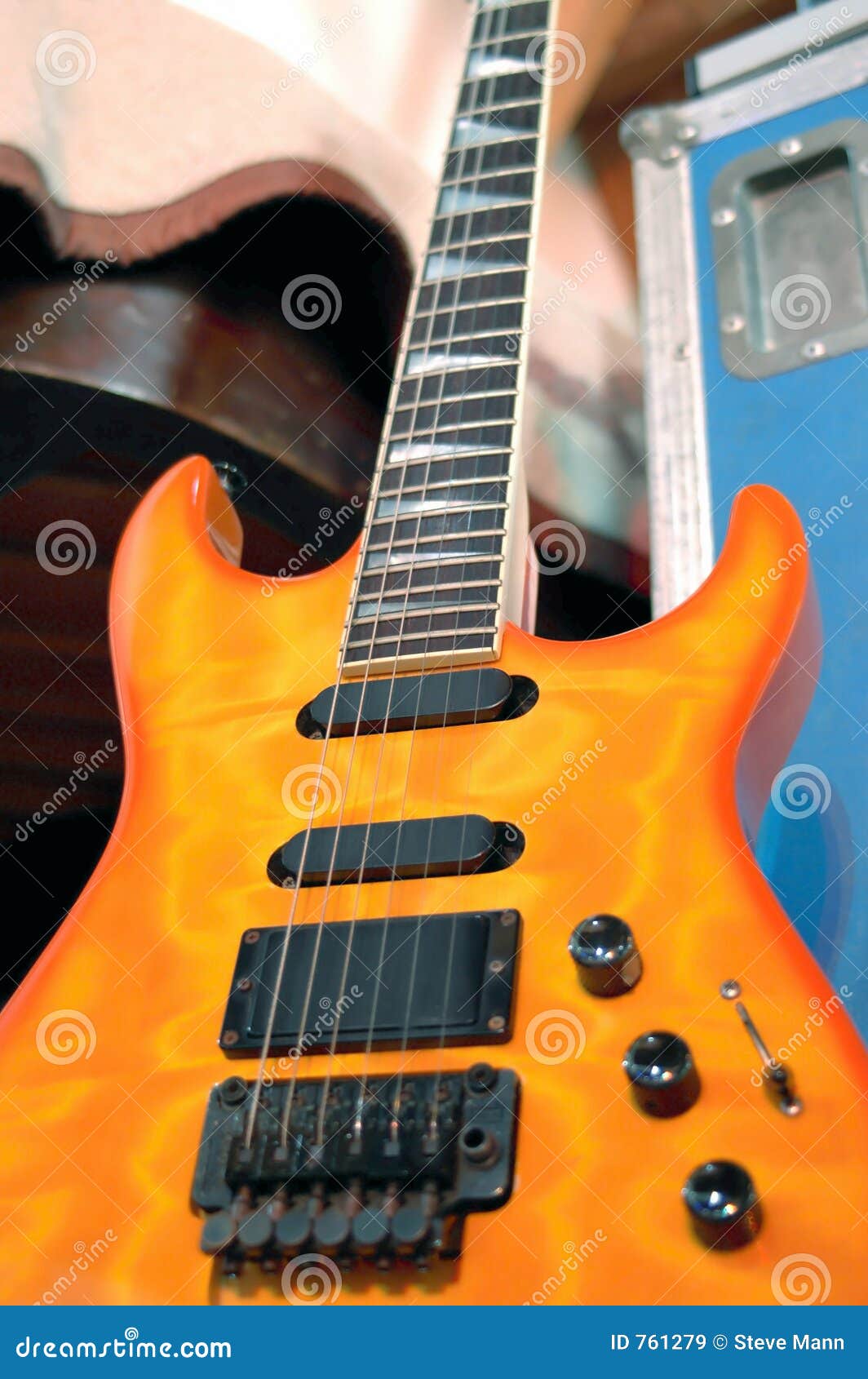 Orange Electric Guitar stock image. Image of pickups, tone 761279