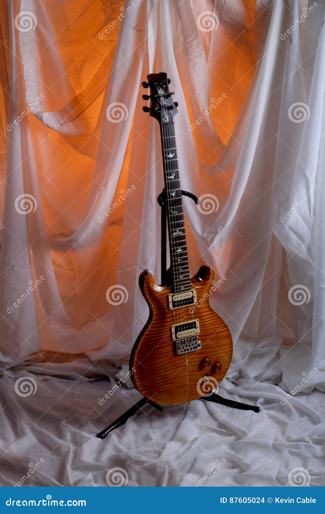 Orange Electric Guitar in Studio Setting Editorial Stock Image Image