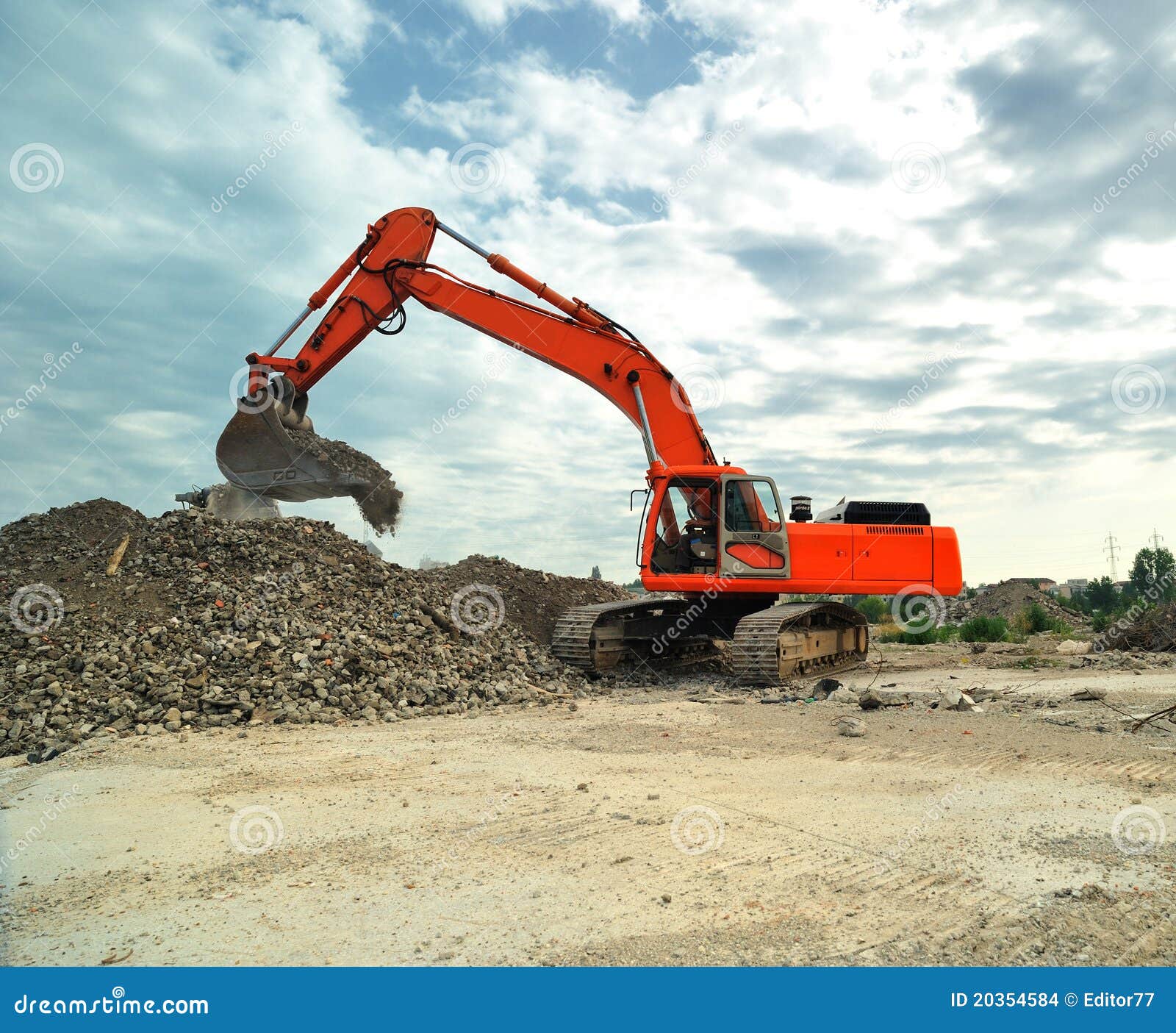 Orange Excavator Isolated Stock Images Image 20354584