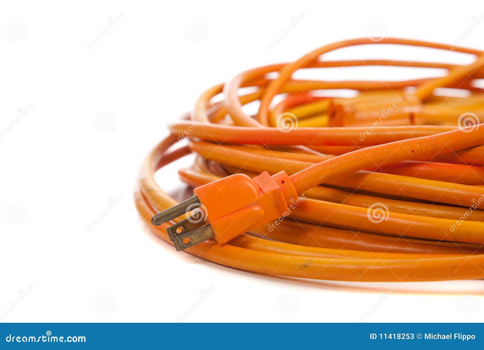 An Orange Extension Cord on White Stock Image Image of extension