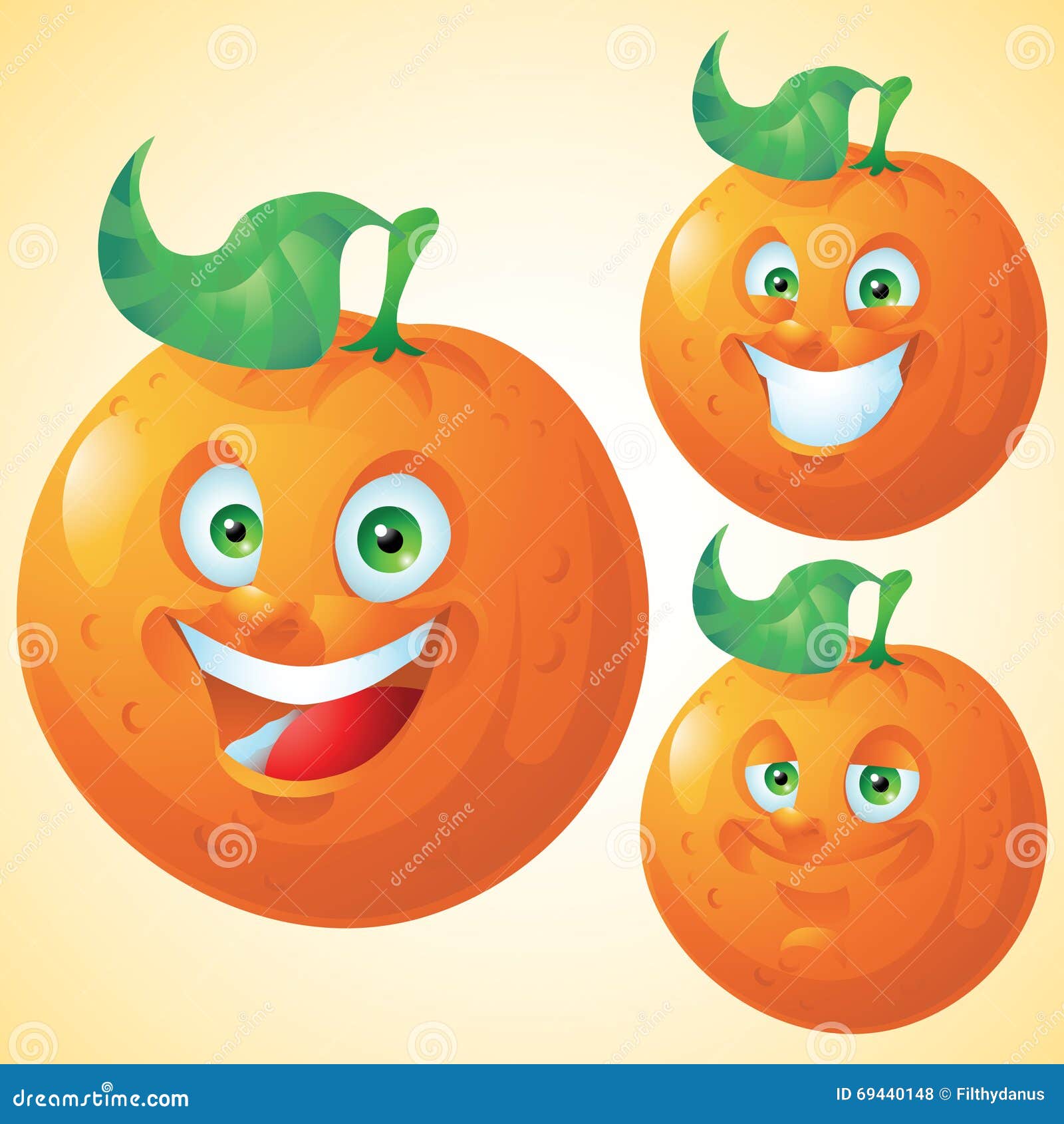  Orange  Face  Expression Cartoon  Character Set Stock Vector 