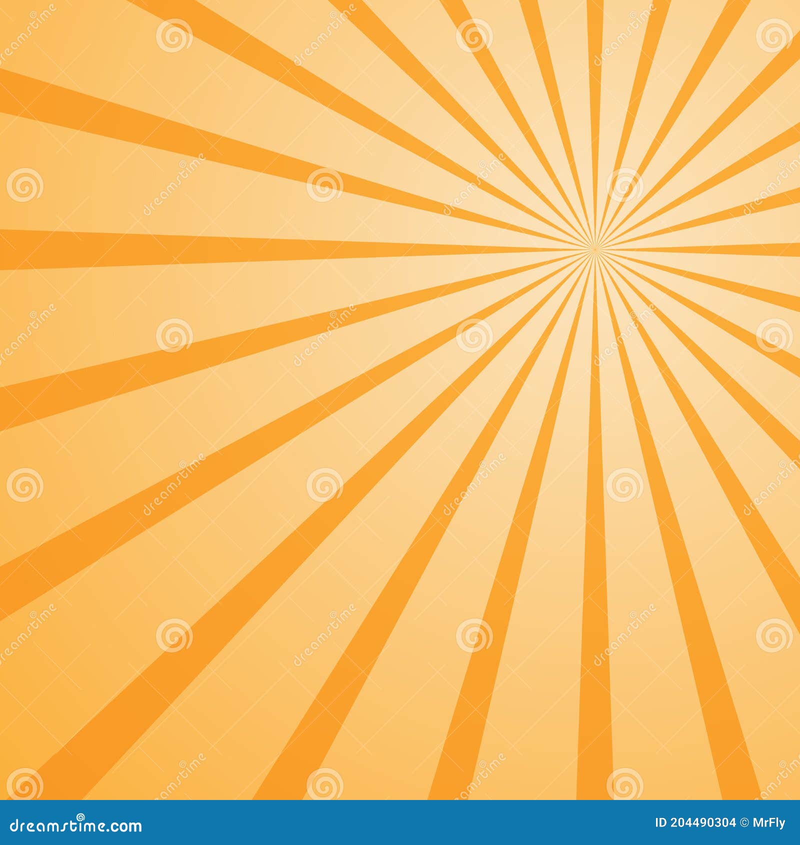 Orange Fading Background with Light Rays, Vector Illustration Stock