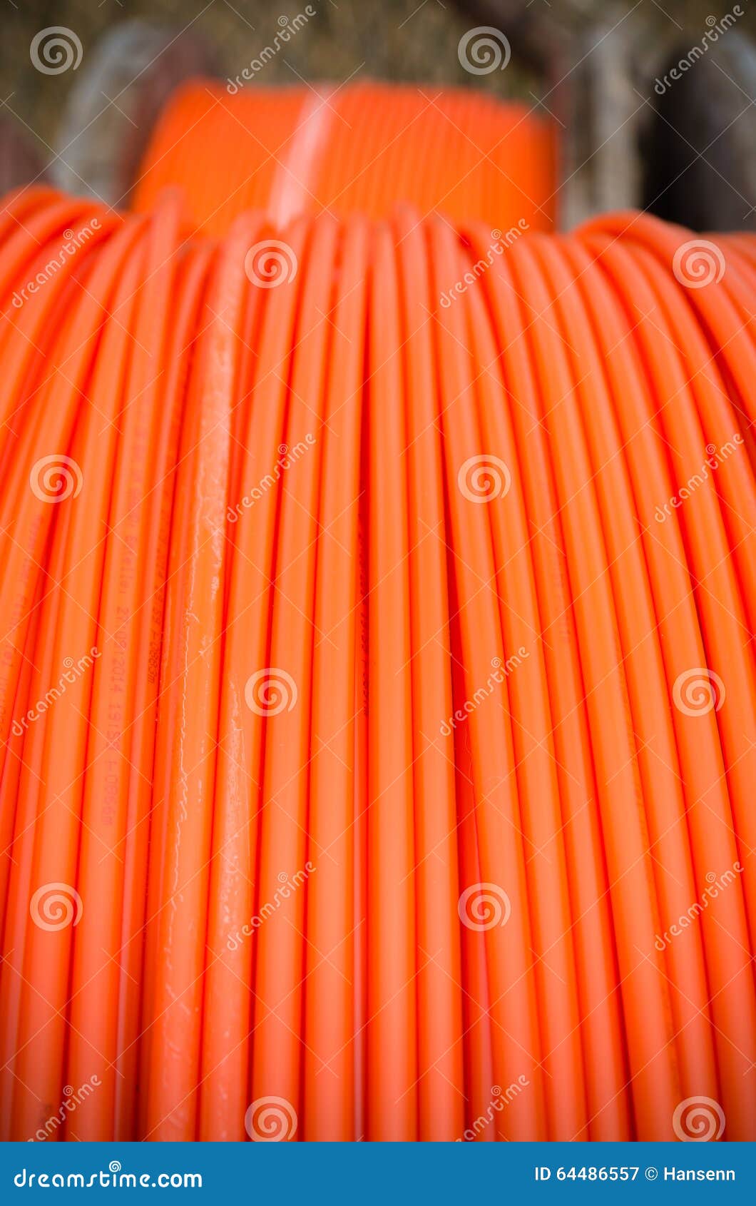 Orange fiber cables stock image. Image of link, blue 64486557