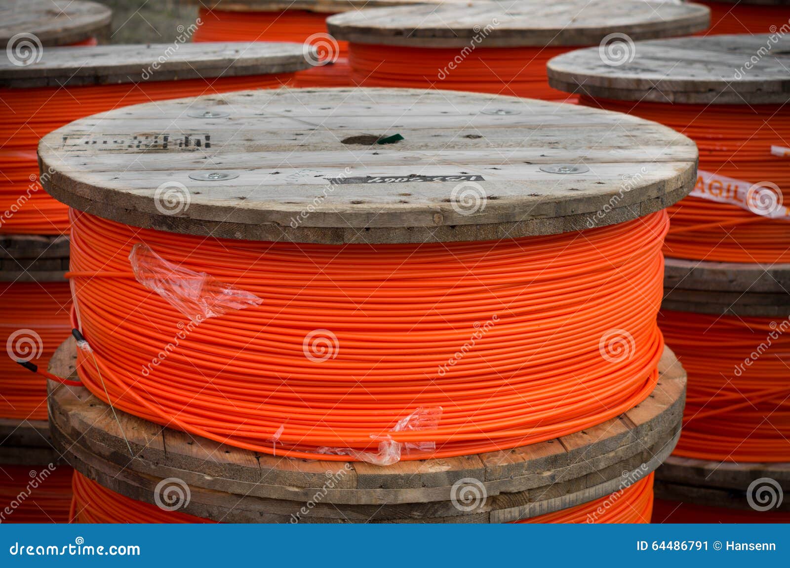 Orange fiber cables stock image. Image of line, fibre 64486791