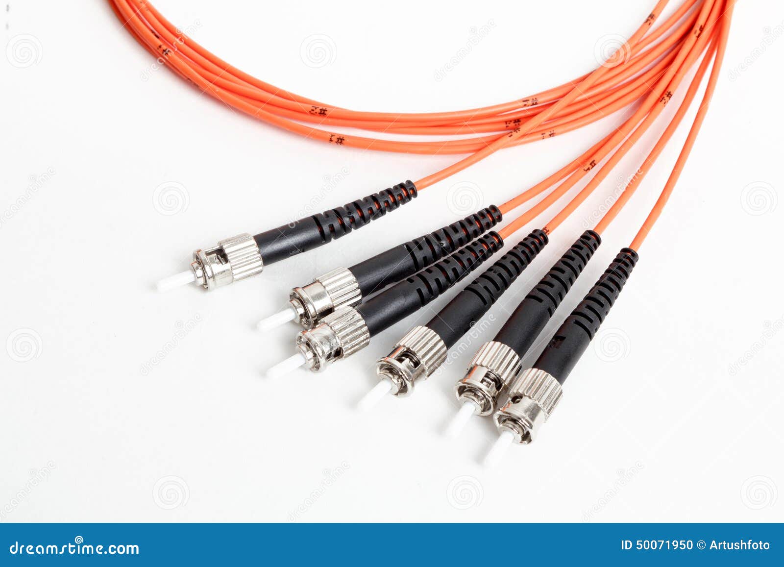 Orange Fiber Optic ST Connector Patchcord Stock Photo Image of