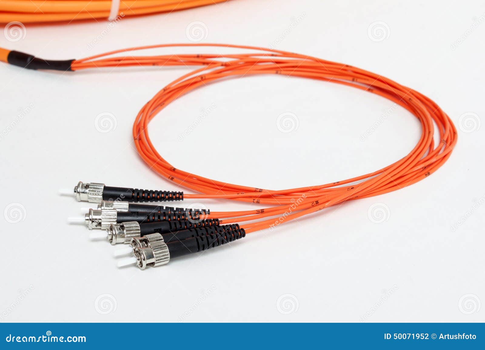 Orange Fiber Optic ST Connector Patchcord Stock Photo Image of