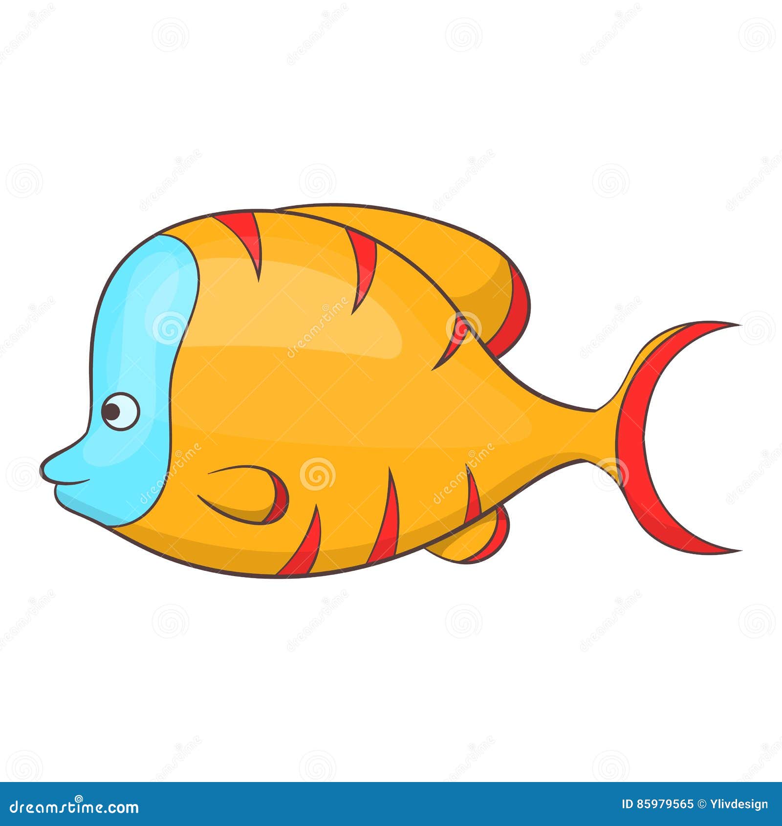 Orange Fish Icon, Cartoon Style Stock Vector Illustration of life