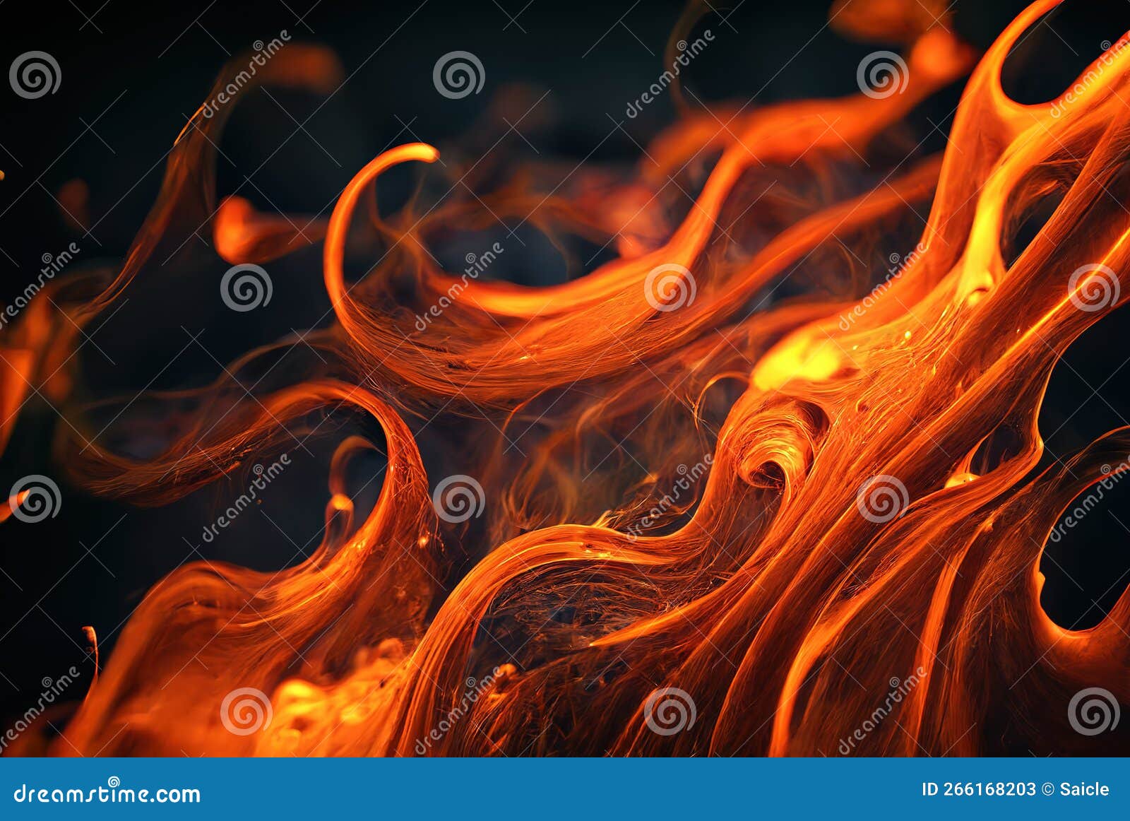 Orange Flames on a Black Background. Closeup. AI Generated Stock