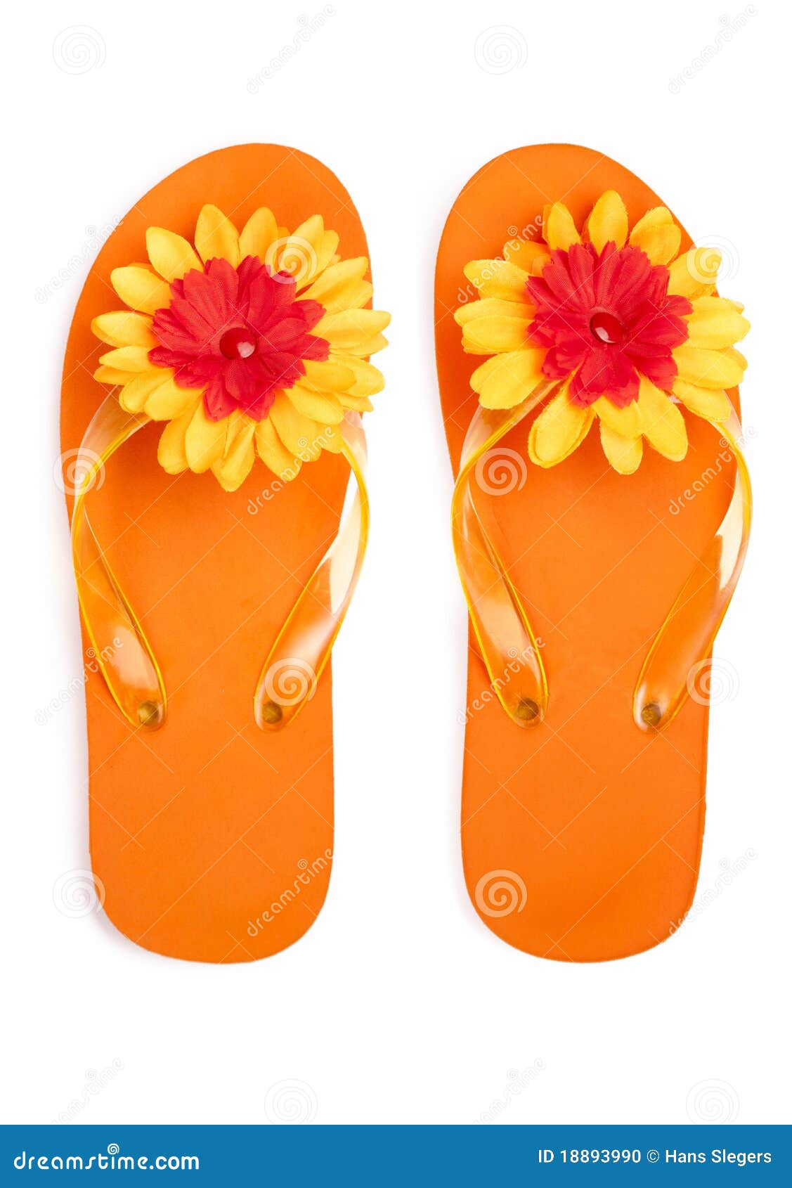 Orange Flip-flops with Flowers Stock Photo - Image of holiday, white ...