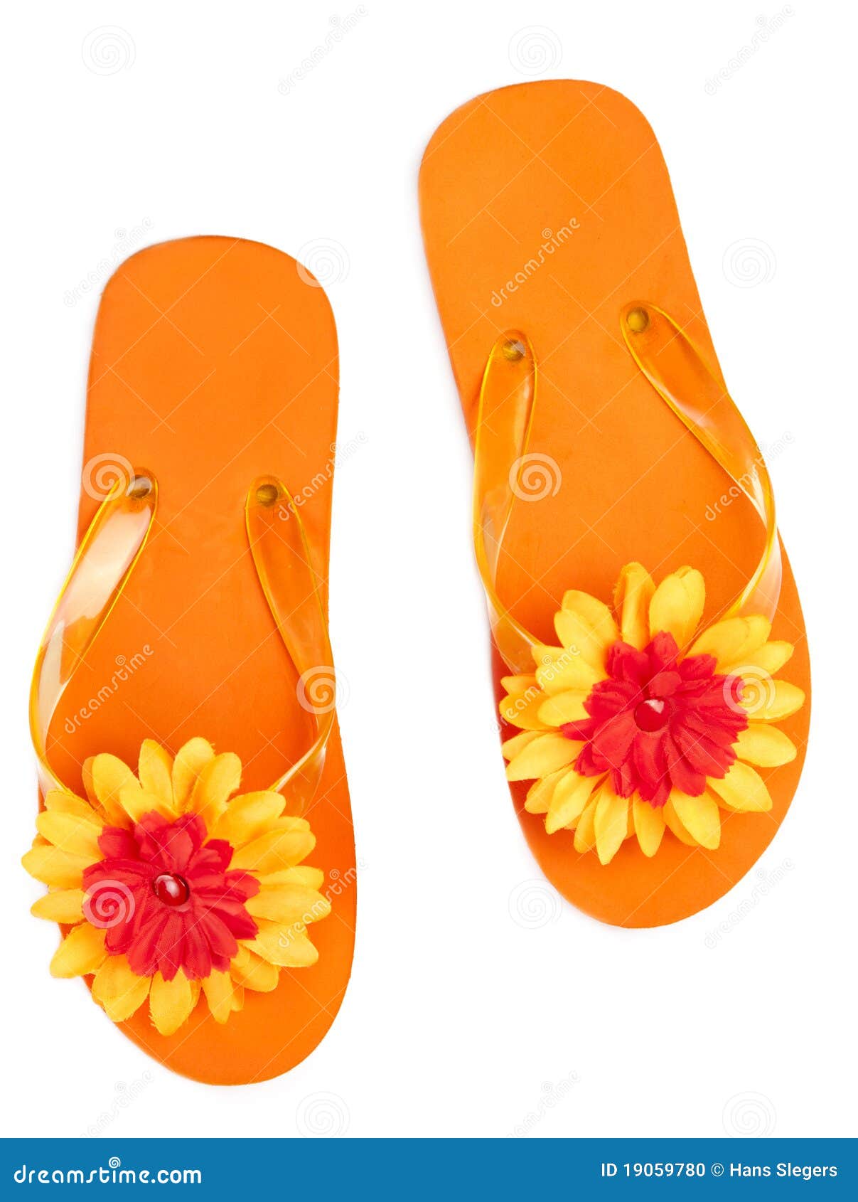 Orange Flip-flops with Flowers Stock Photo - Image of cutout, flop ...