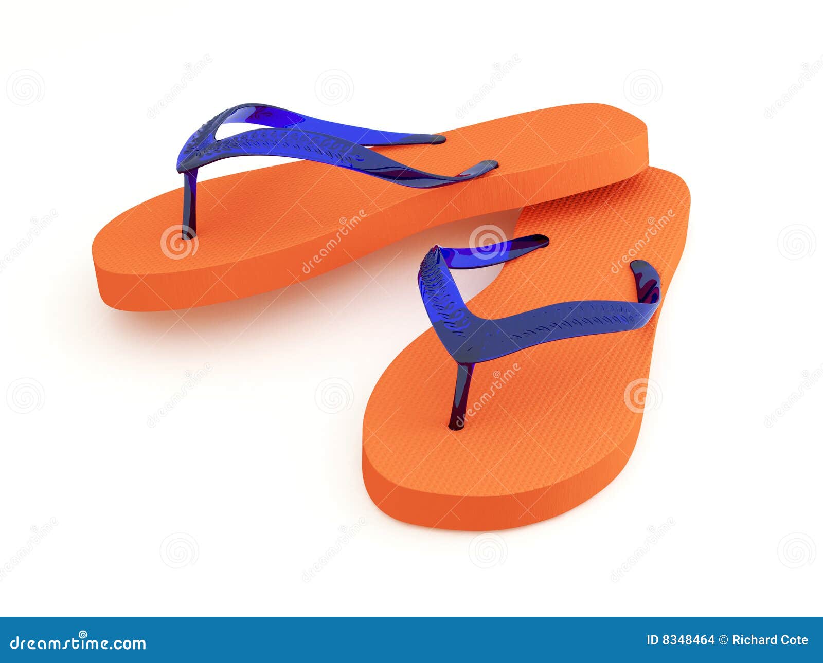 orange flip flops on white background