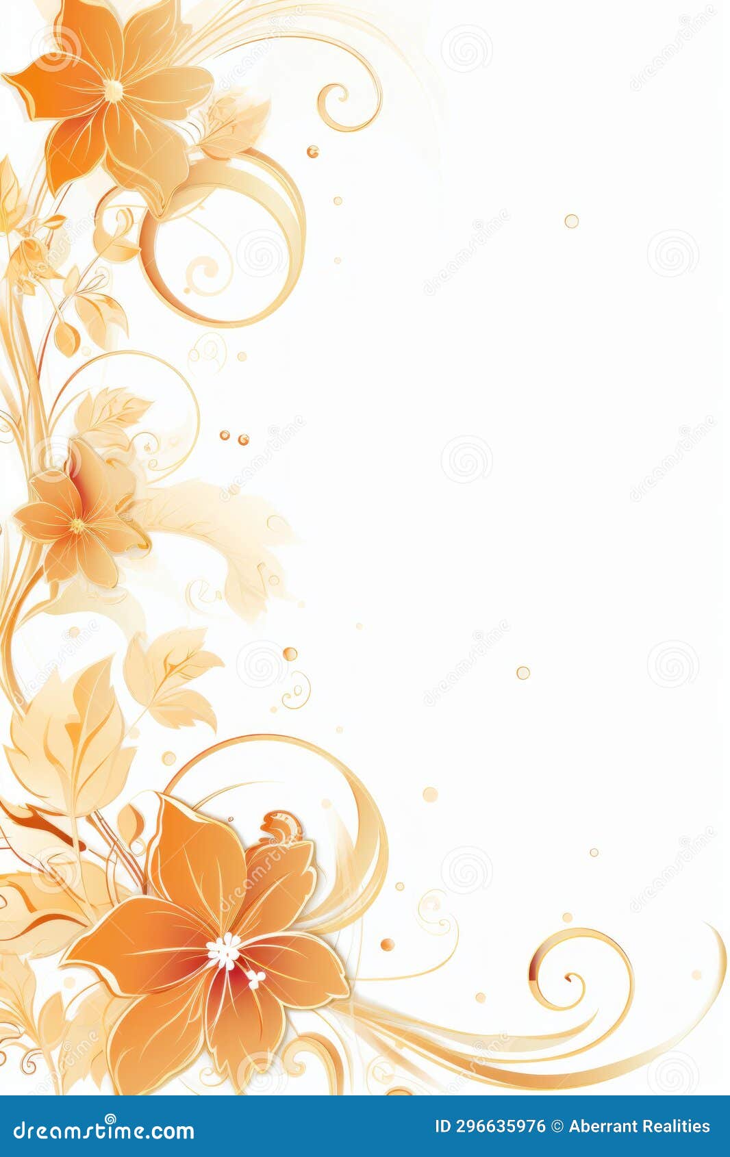 An Orange Floral Design on a White Background Stock Illustration