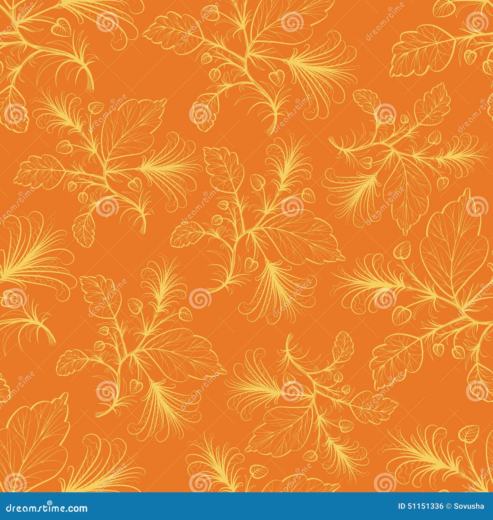 Orange Floral Pattern.Vector Illustration. Stock Vector Illustration