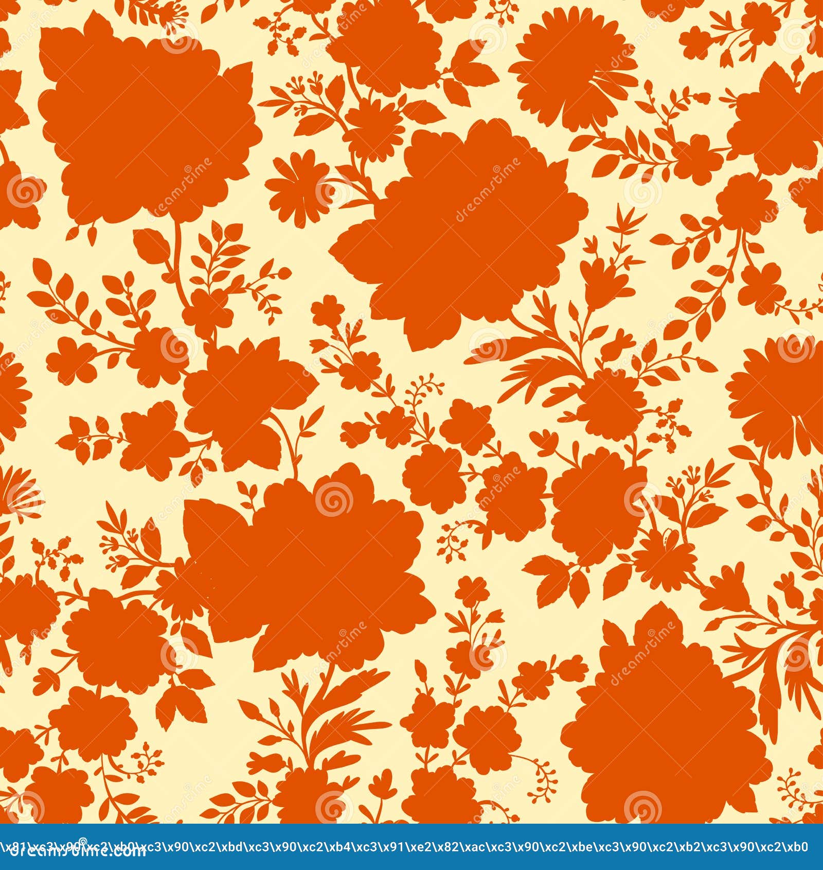 Orange Floral Seamless Pattern. Stock Vector Illustration of pattern