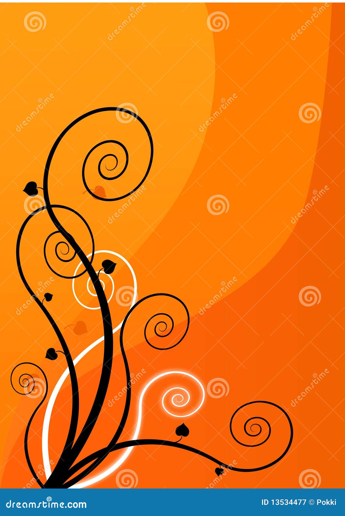 Orange flower pattern. stock vector. Illustration of line 13534477