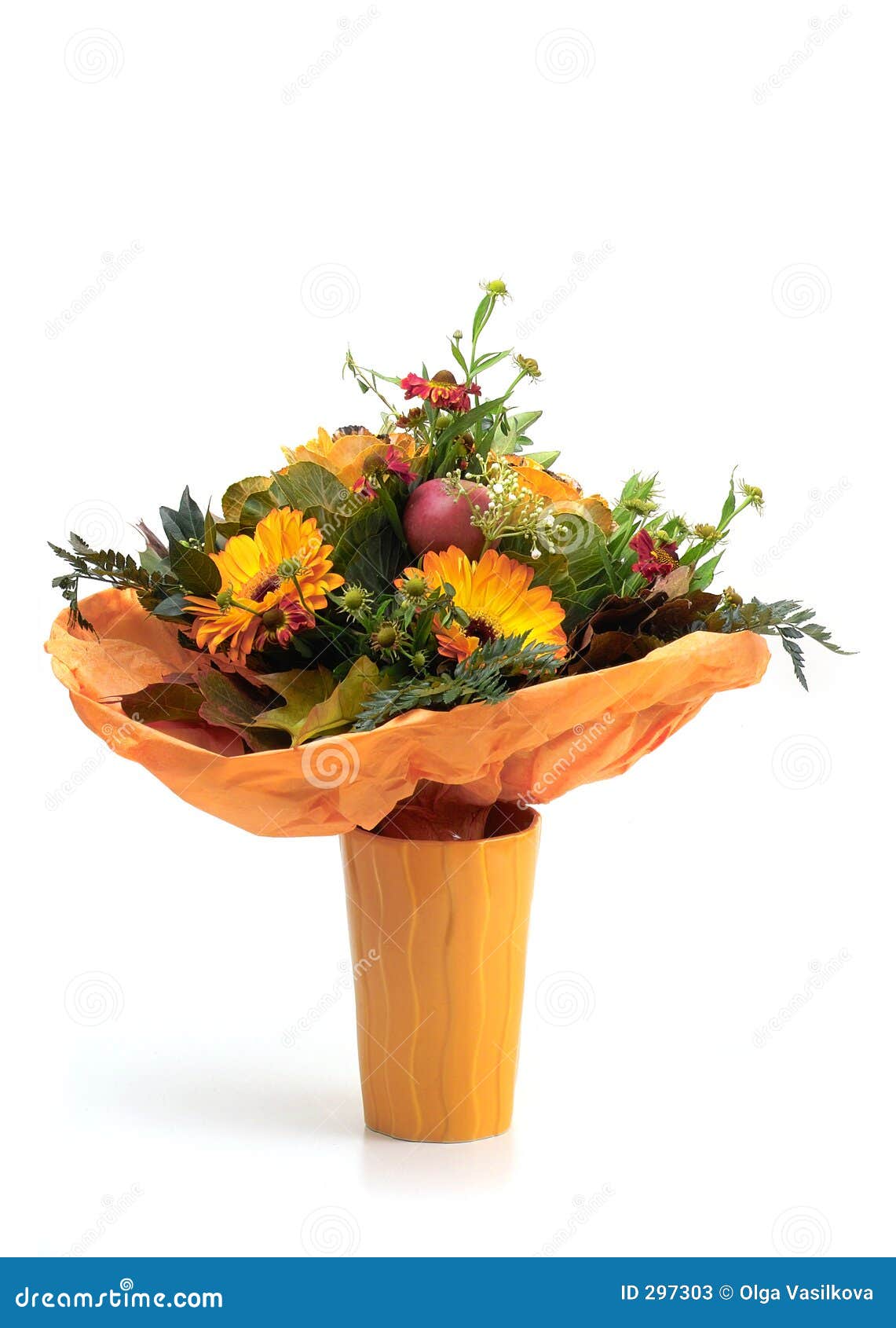 Orange flowers in vase stock image. Image of pleasure, orange 297303