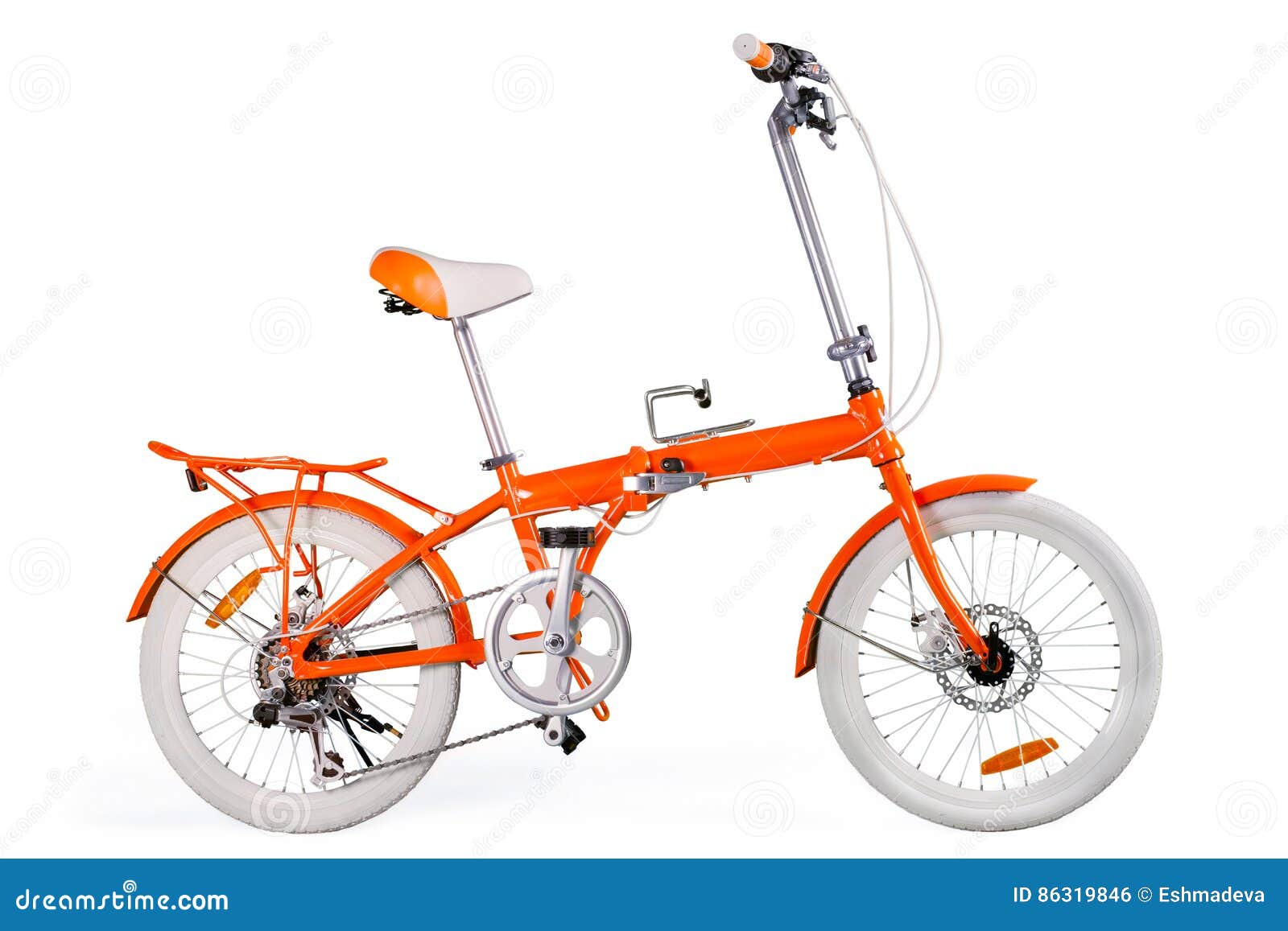 Orange folding bike stock photo. Image of transportation 86319846