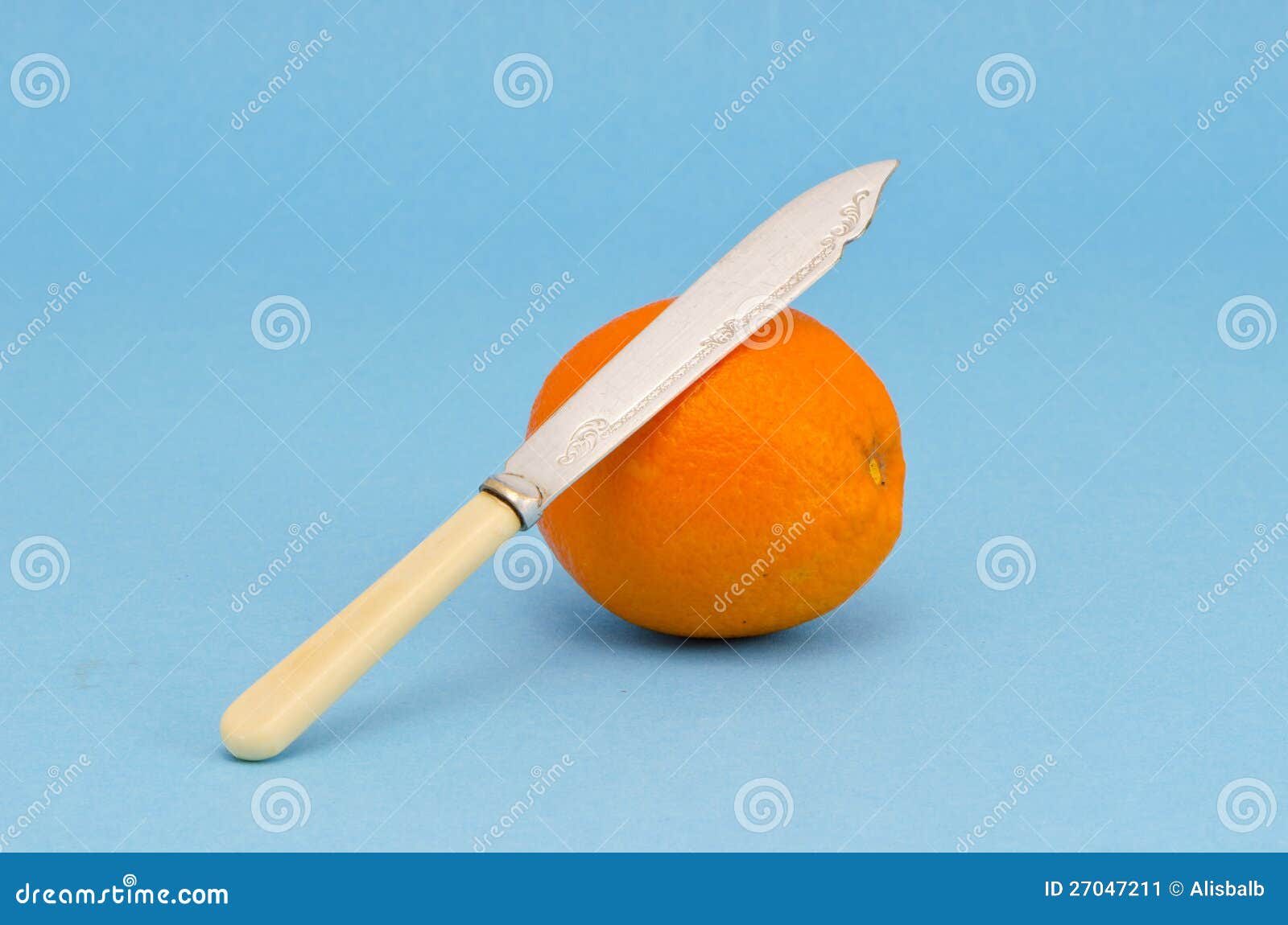 Orange Fruit with Antique Knife Stock Image Image of metal, copy