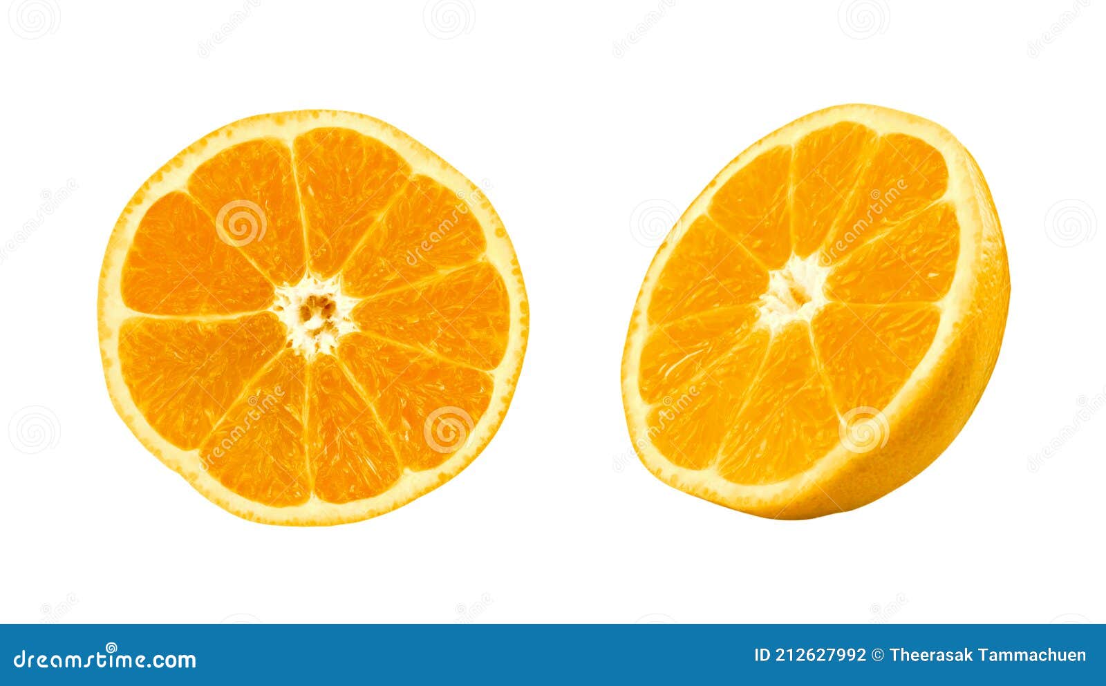 Orange Fruit Cut in Half Isolated on White Background. Clipping Path ...