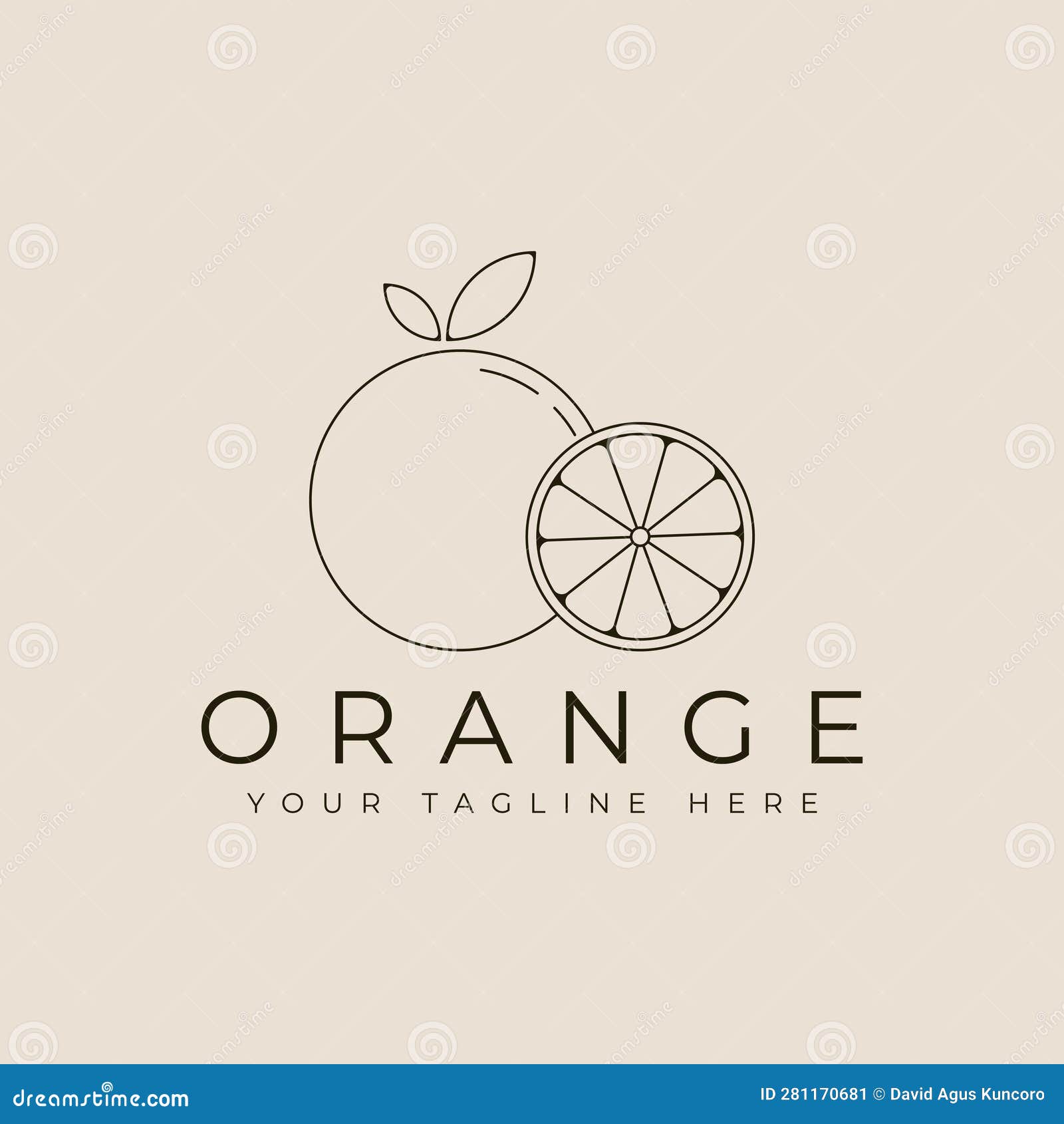 Orange Fruit Line Art Logo Design with Minimalist Style Logo Vector