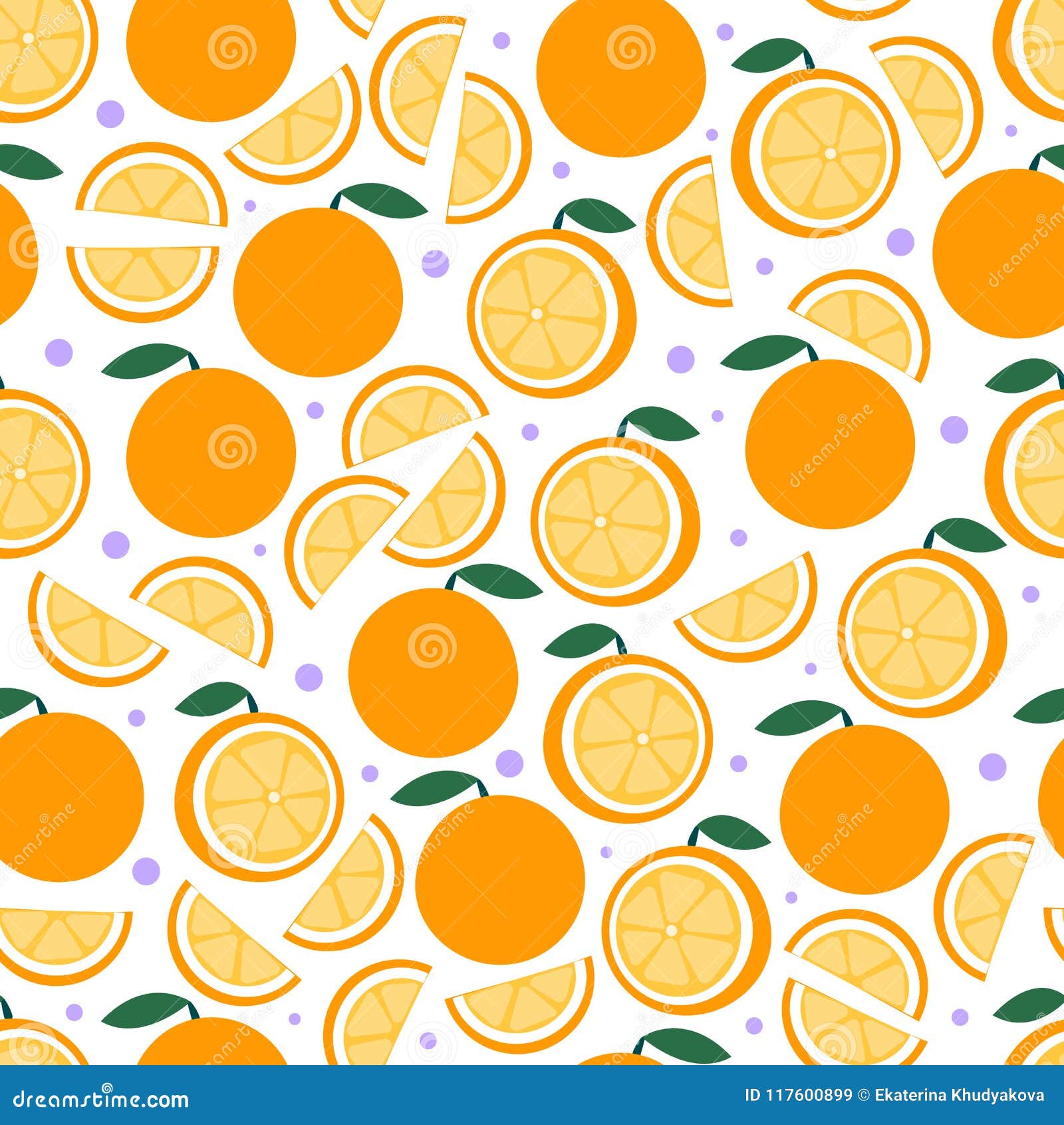 Orange Fruit Pattern On White Bright Beautiful Citrus Seamless