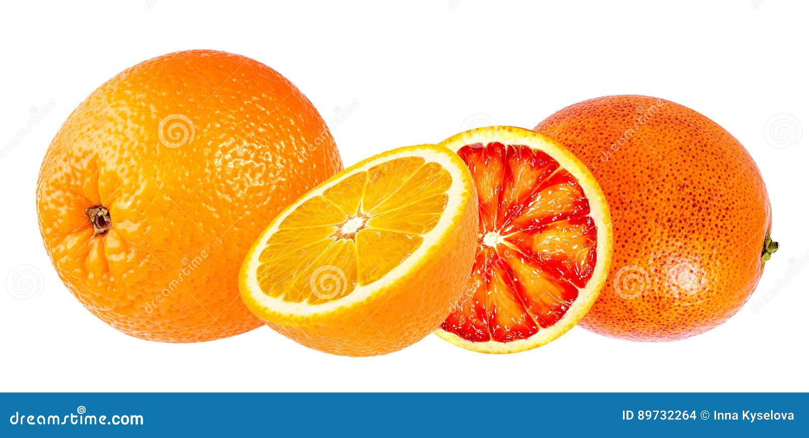 Orange Fruit and Red Orange Fruit Isolated on White Stock Photo Image