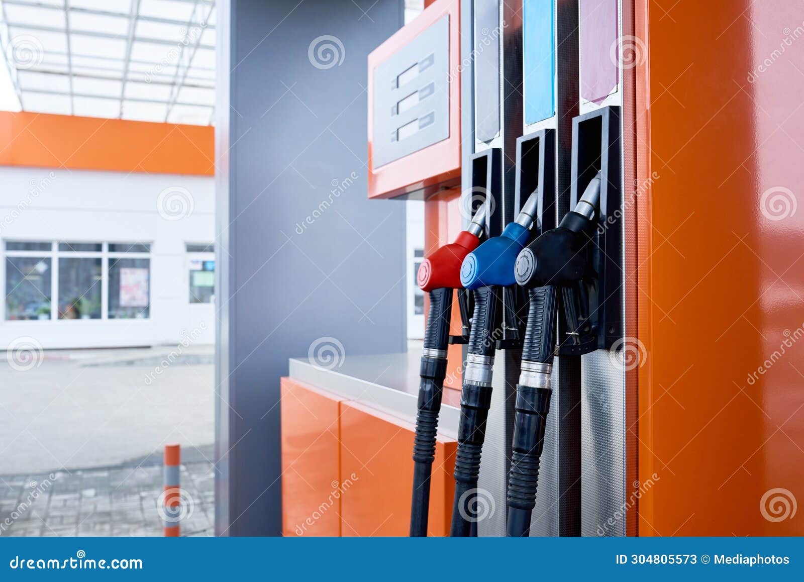 Orange Fuel Pump in Gas Station Stock Image Image of price, choice