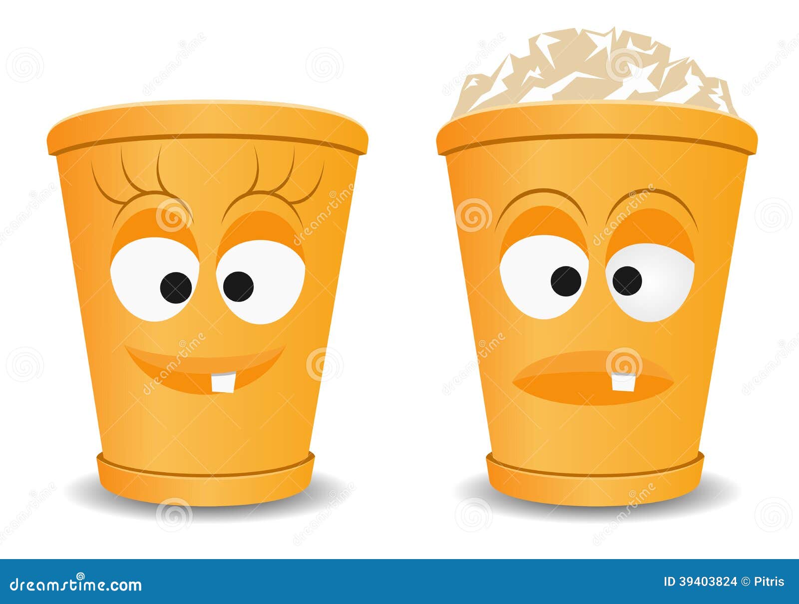 Orange fun recycle bins stock vector. Illustration of container 39403824