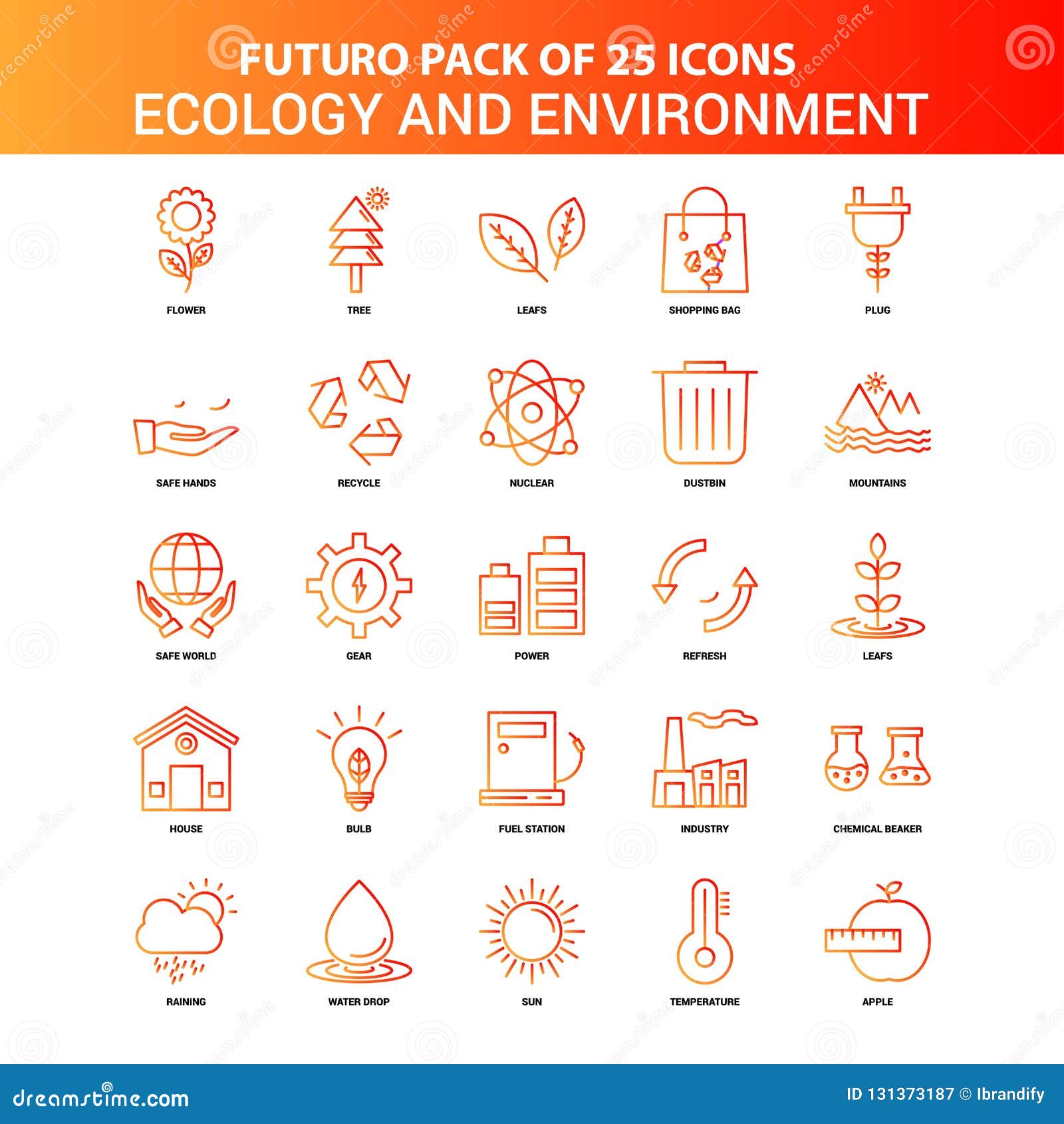 orange futuro 25 ecology and enviroment icon set