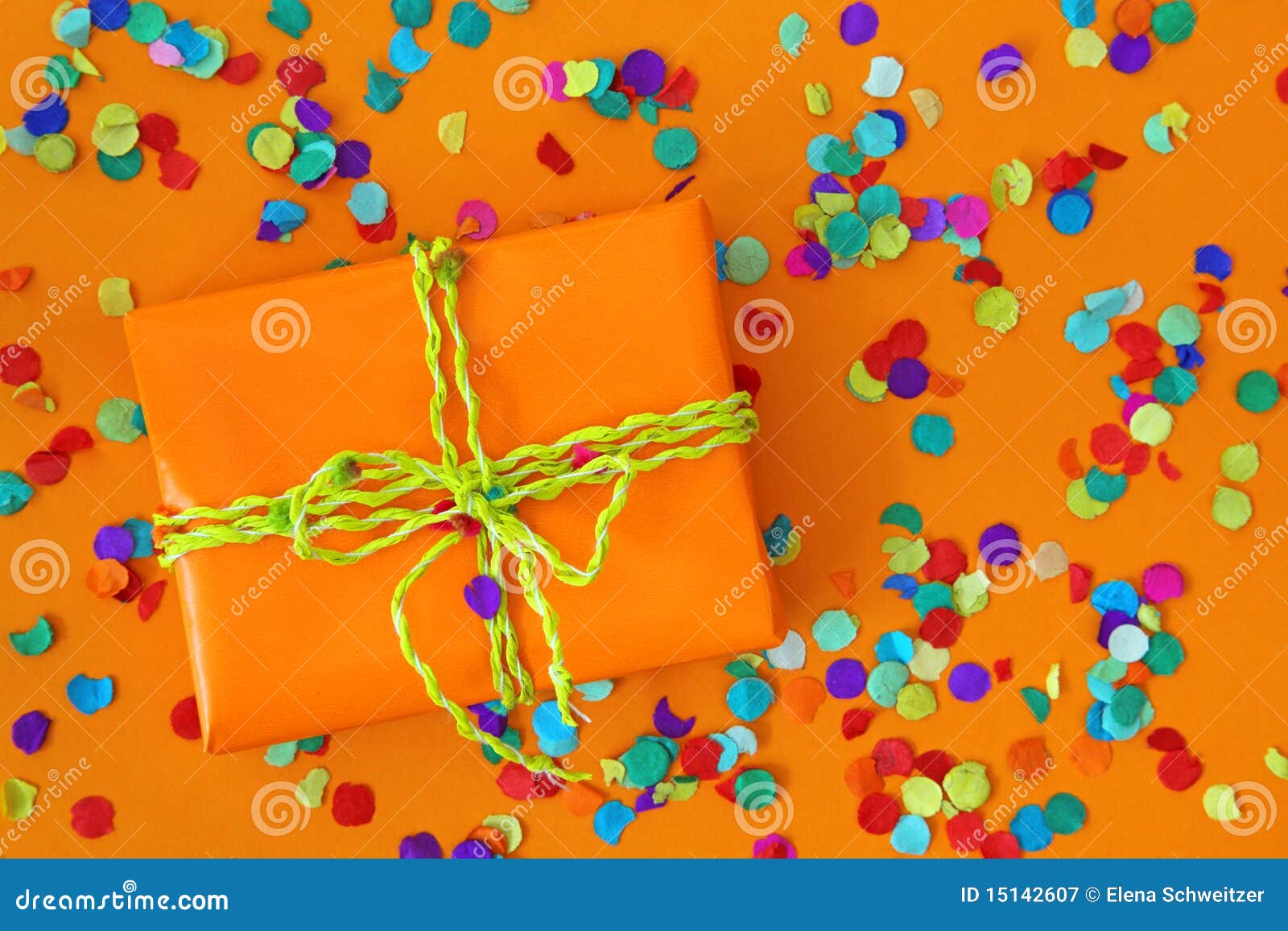 Orange gift box stock image. Image of confetti, horizontal 15142607