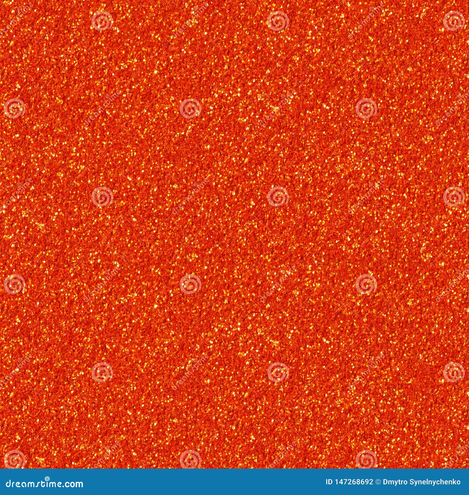 Orange Glitter Background. Bright Exclusive Texture, Pattern Closeup. Seamless Square Texture