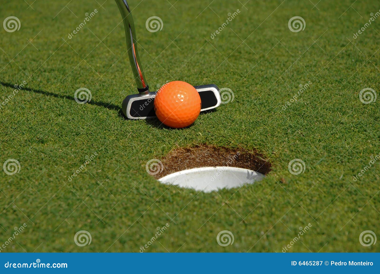 Orange golf ball stock image. Image of green, flag, club 6465287